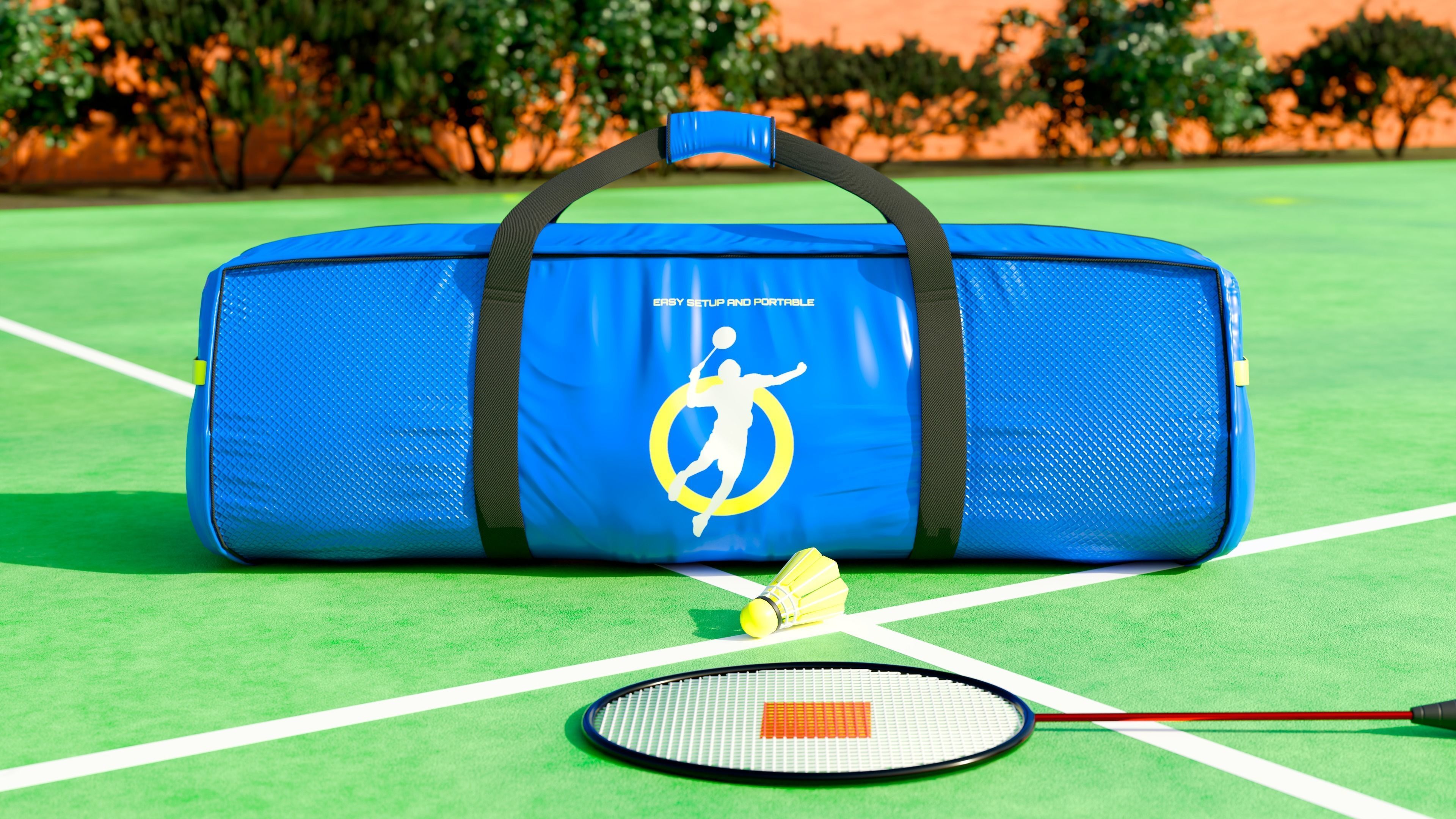 Badminton set Low-poly 3D model_1