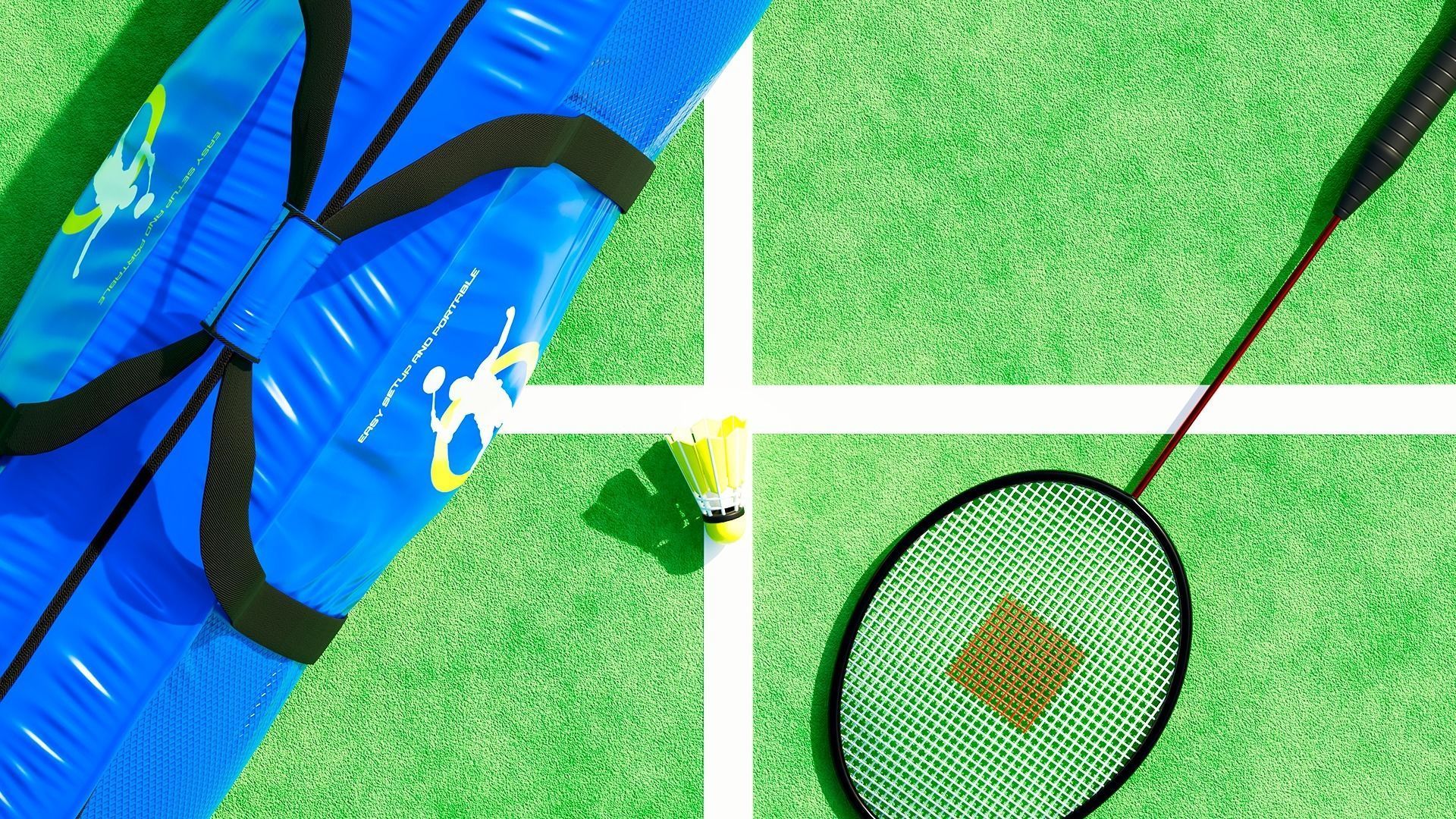 Badminton set Low-poly 3D model_3