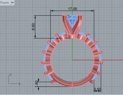 Round Diamond Peg Setting Ring 3028 3D print model_5