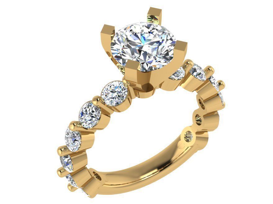 Round Diamond Peg Setting Ring 3028 3D print model_1