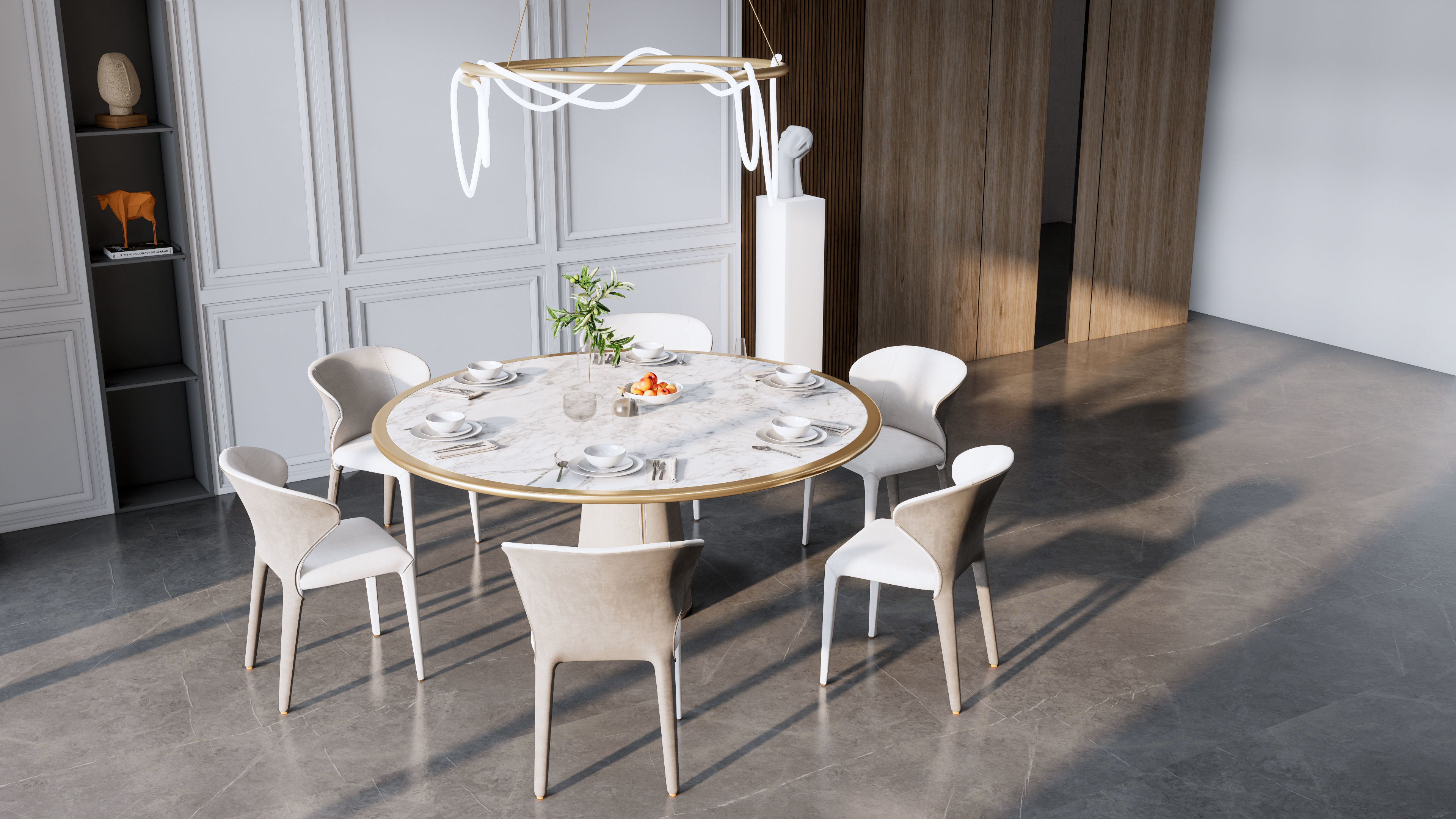 Dining room interior Dining wall Dining table full scene 10 3D model_7