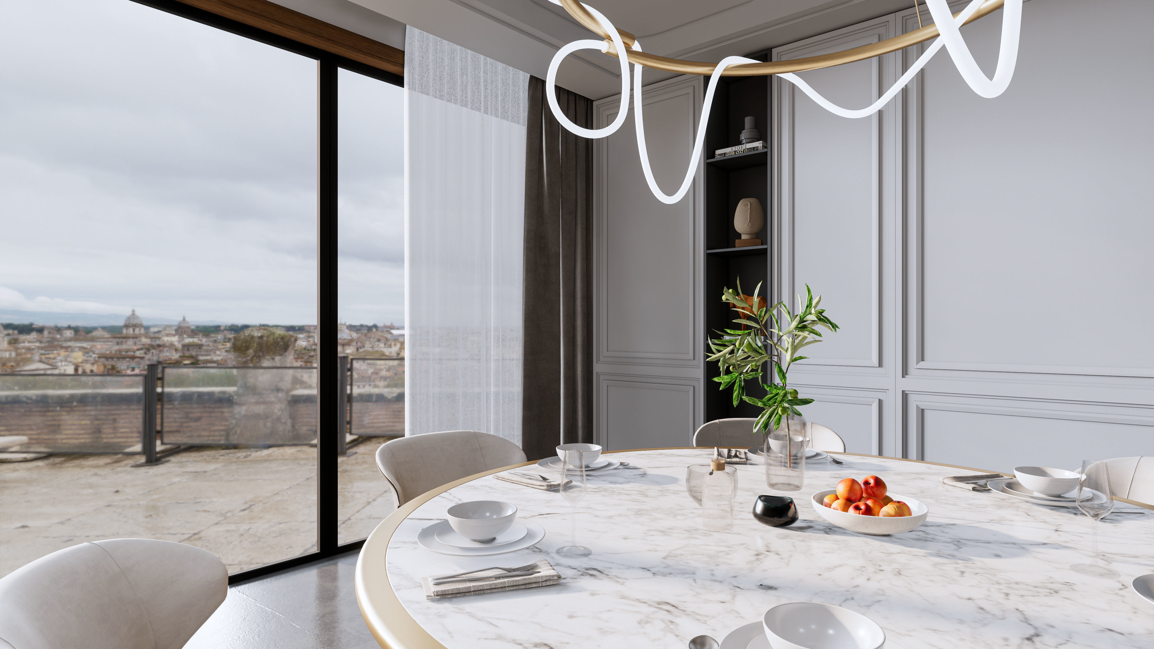 Dining room interior Dining wall Dining table full scene 10 3D model_17