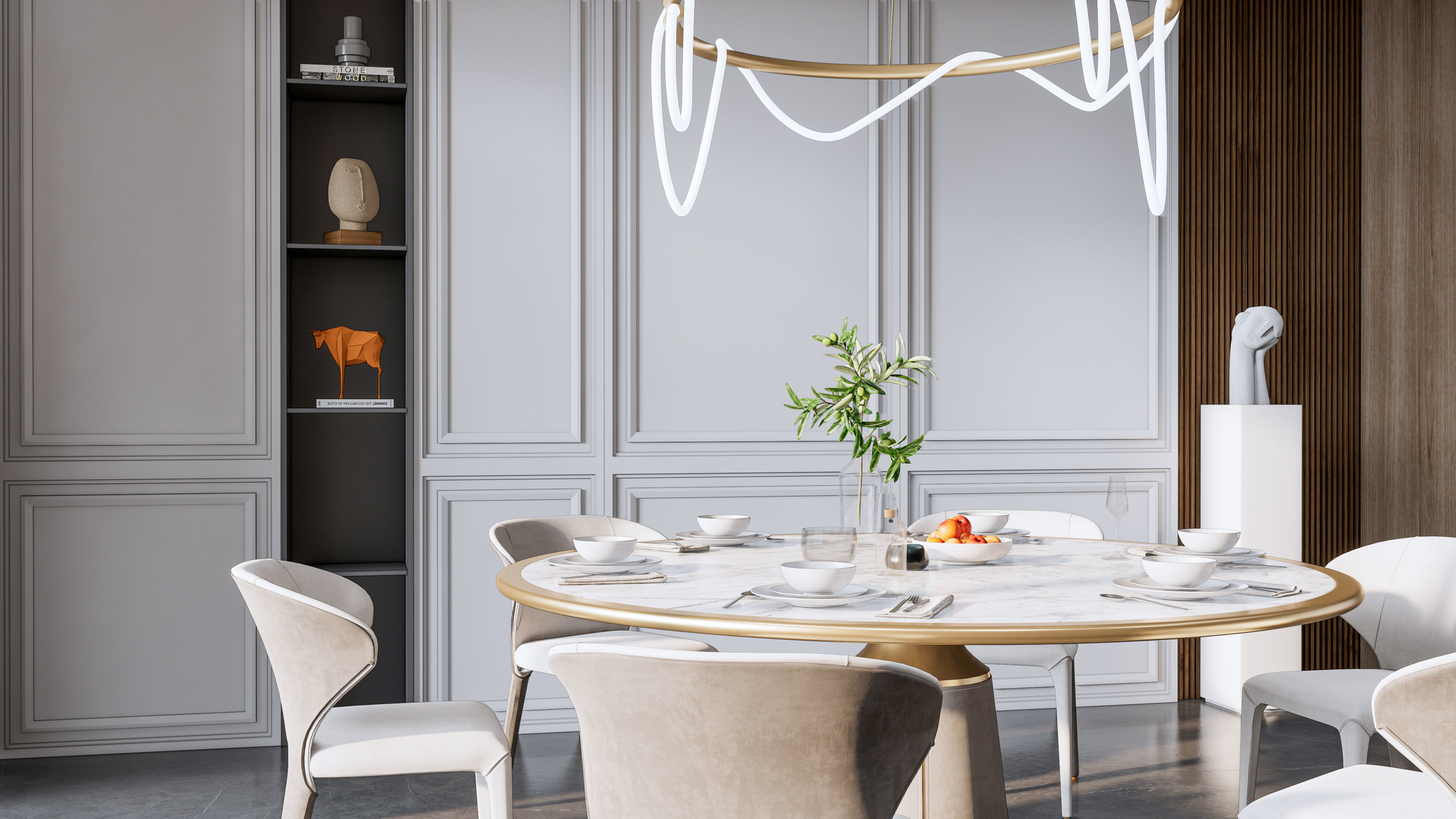 Dining room interior Dining wall Dining table full scene 10 3D model_2