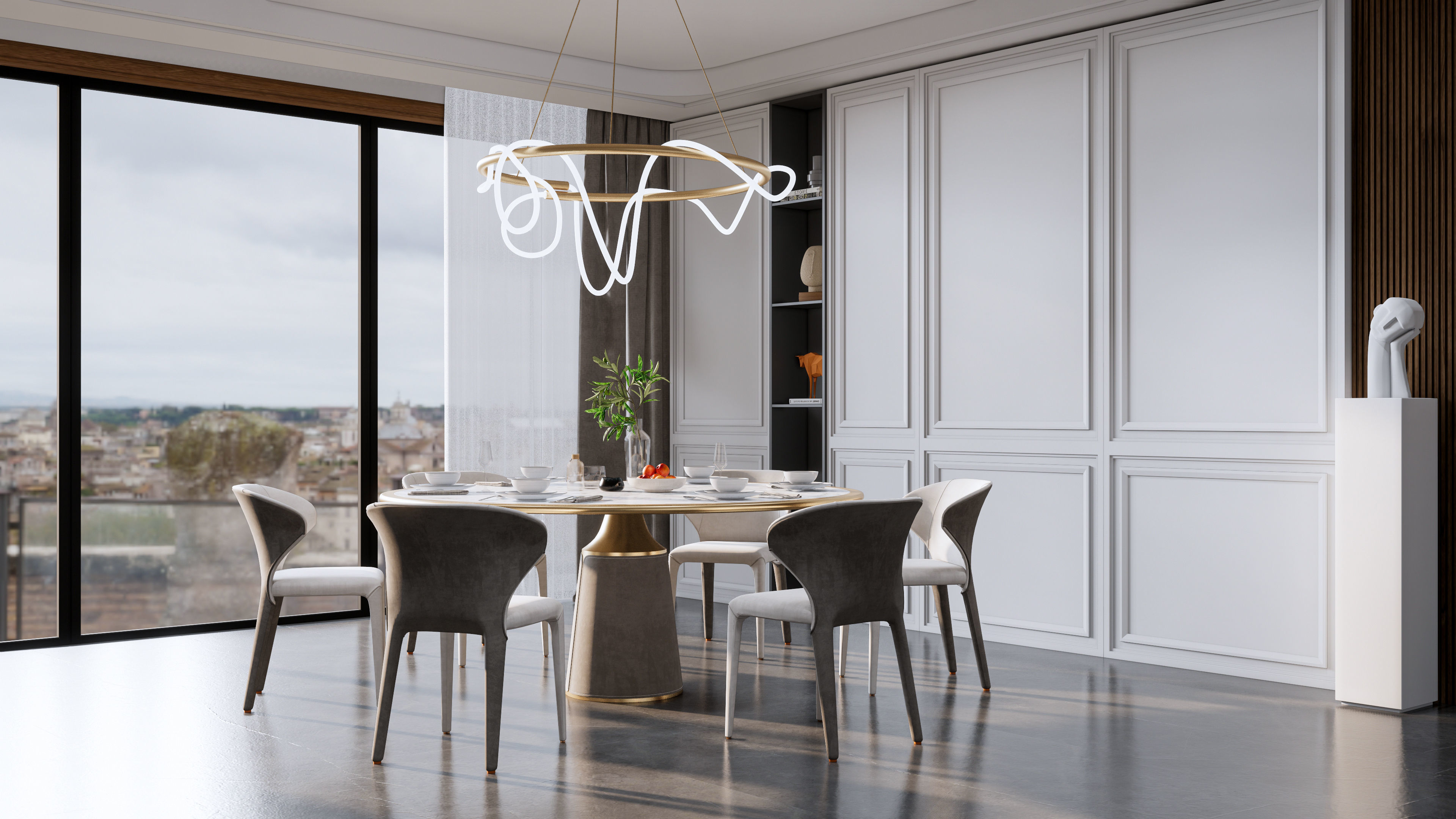 Dining room interior Dining wall Dining table full scene 10 3D model_6