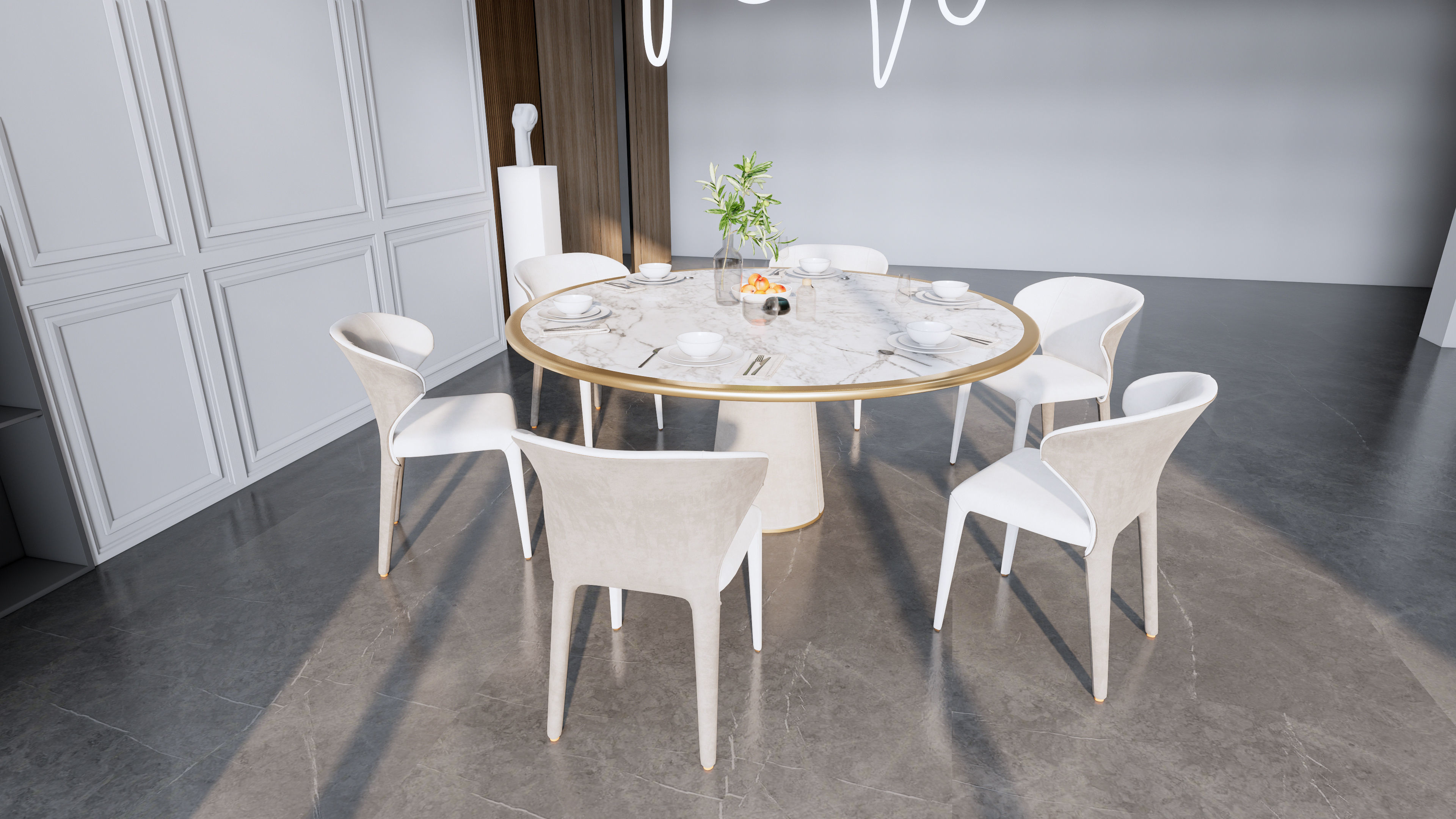 Dining room interior Dining wall Dining table full scene 10 3D model_13