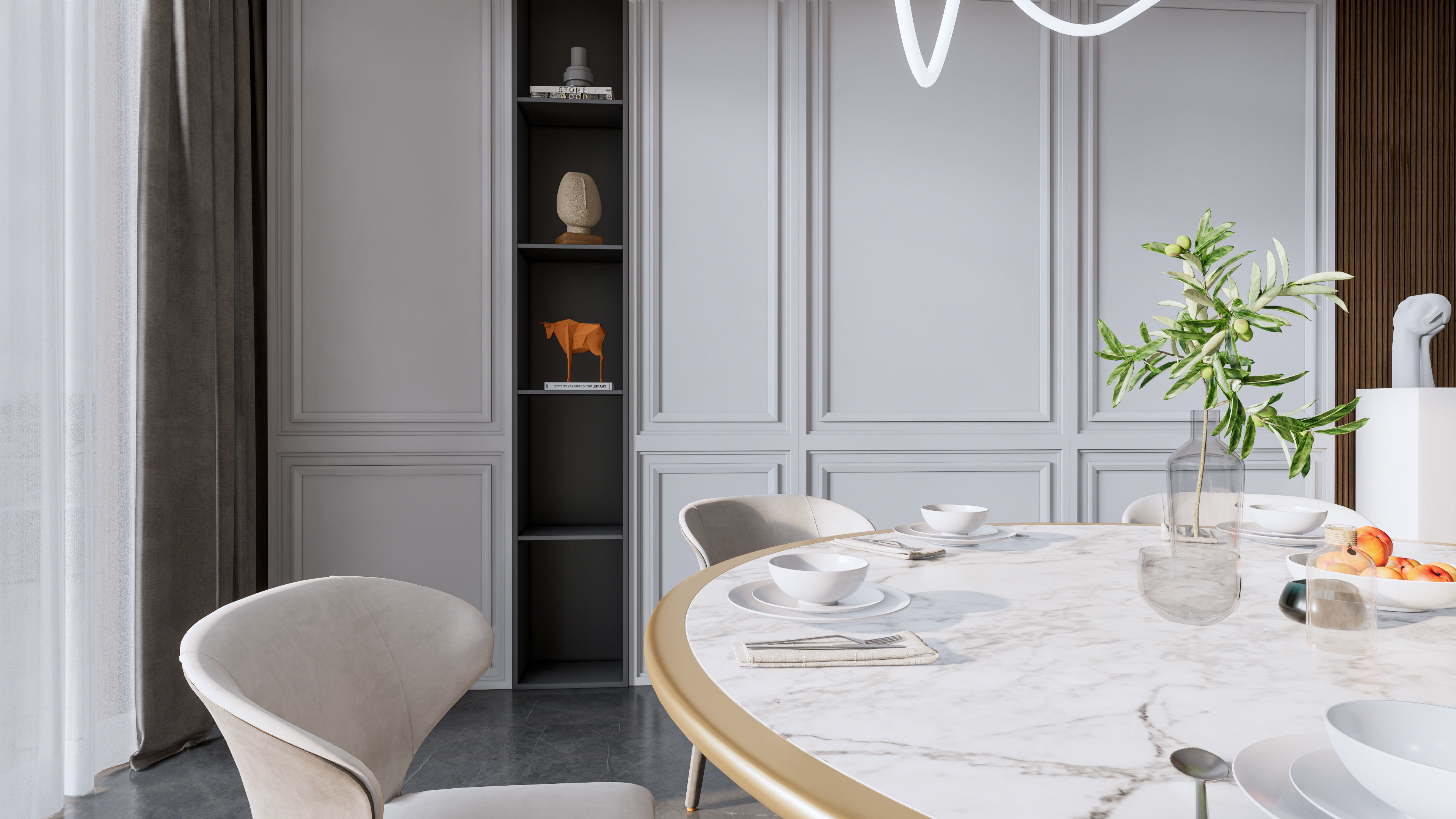 Dining room interior Dining wall Dining table full scene 10 3D model_16