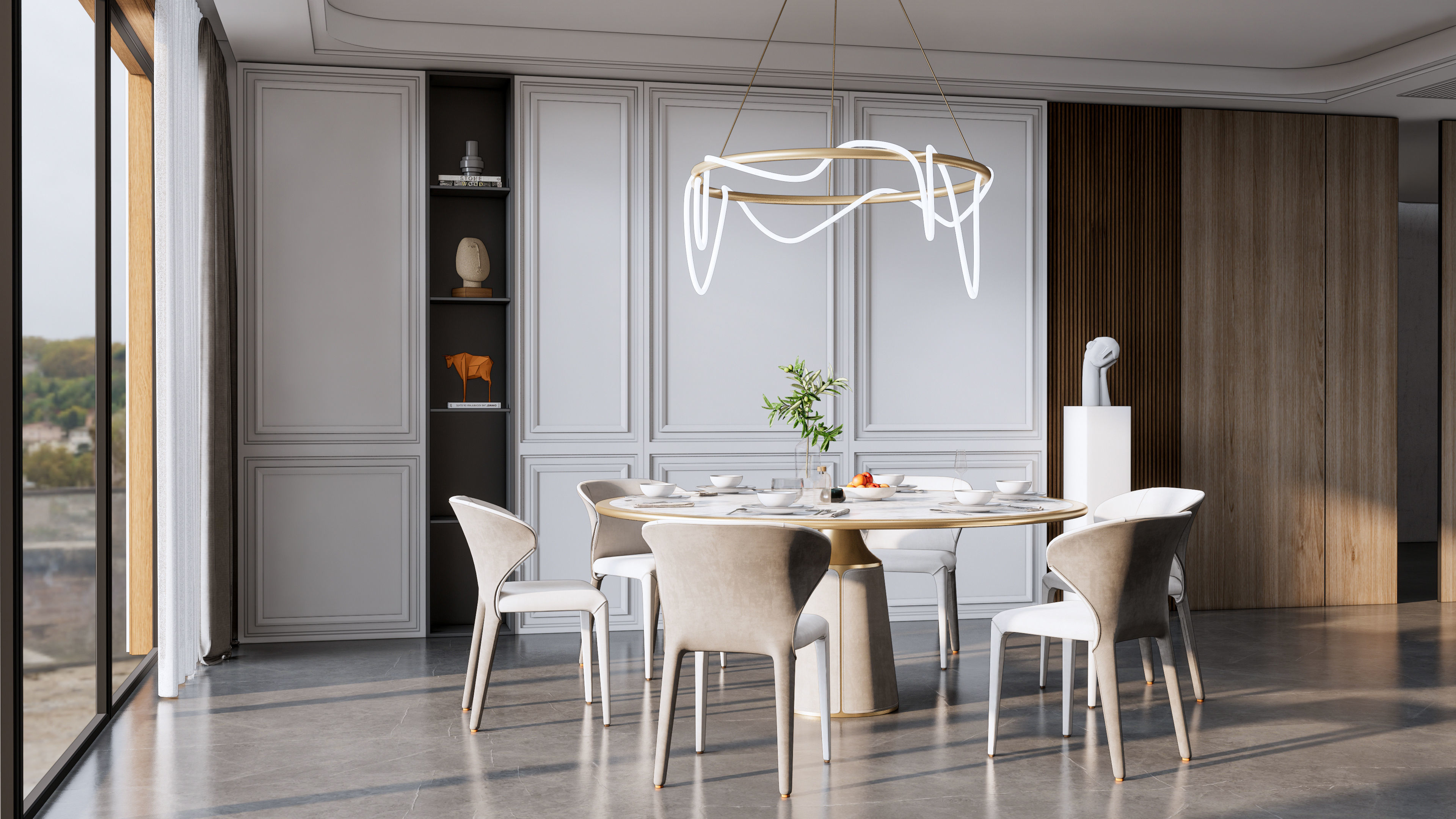 Dining room interior Dining wall Dining table full scene 10 3D model_1