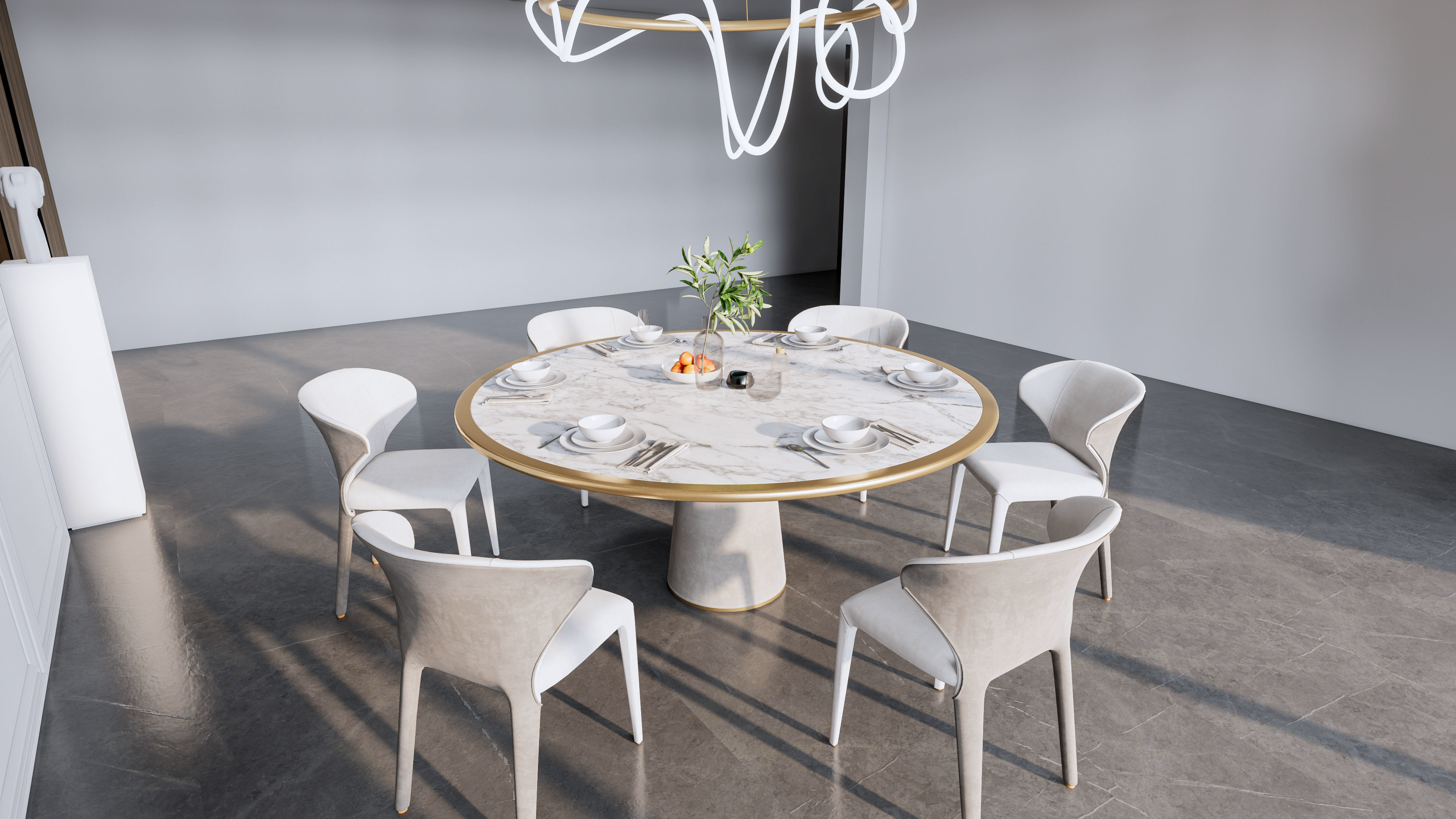 Dining room interior Dining wall Dining table full scene 10 3D model_12