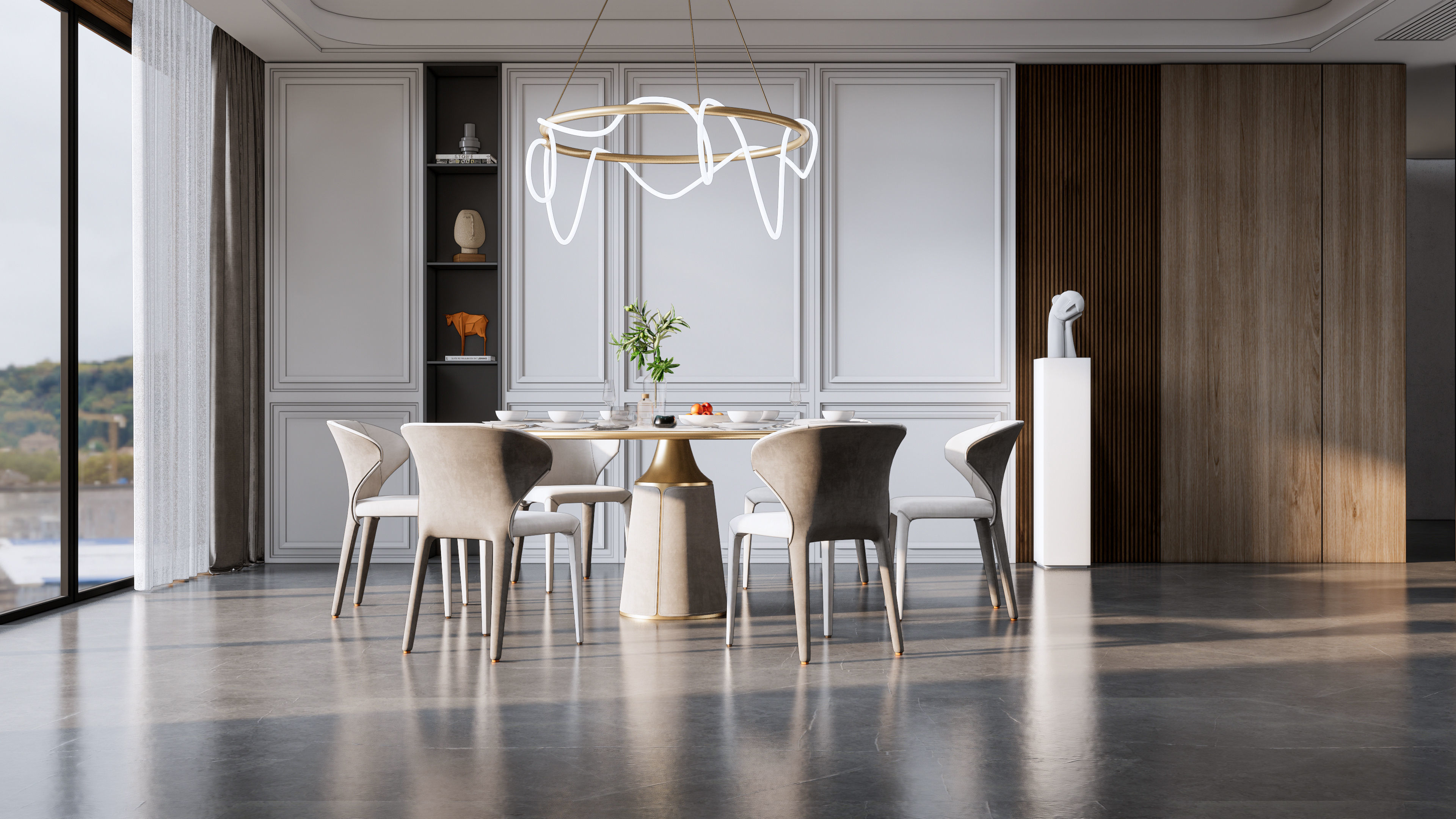 Dining room interior Dining wall Dining table full scene 10 3D model_5