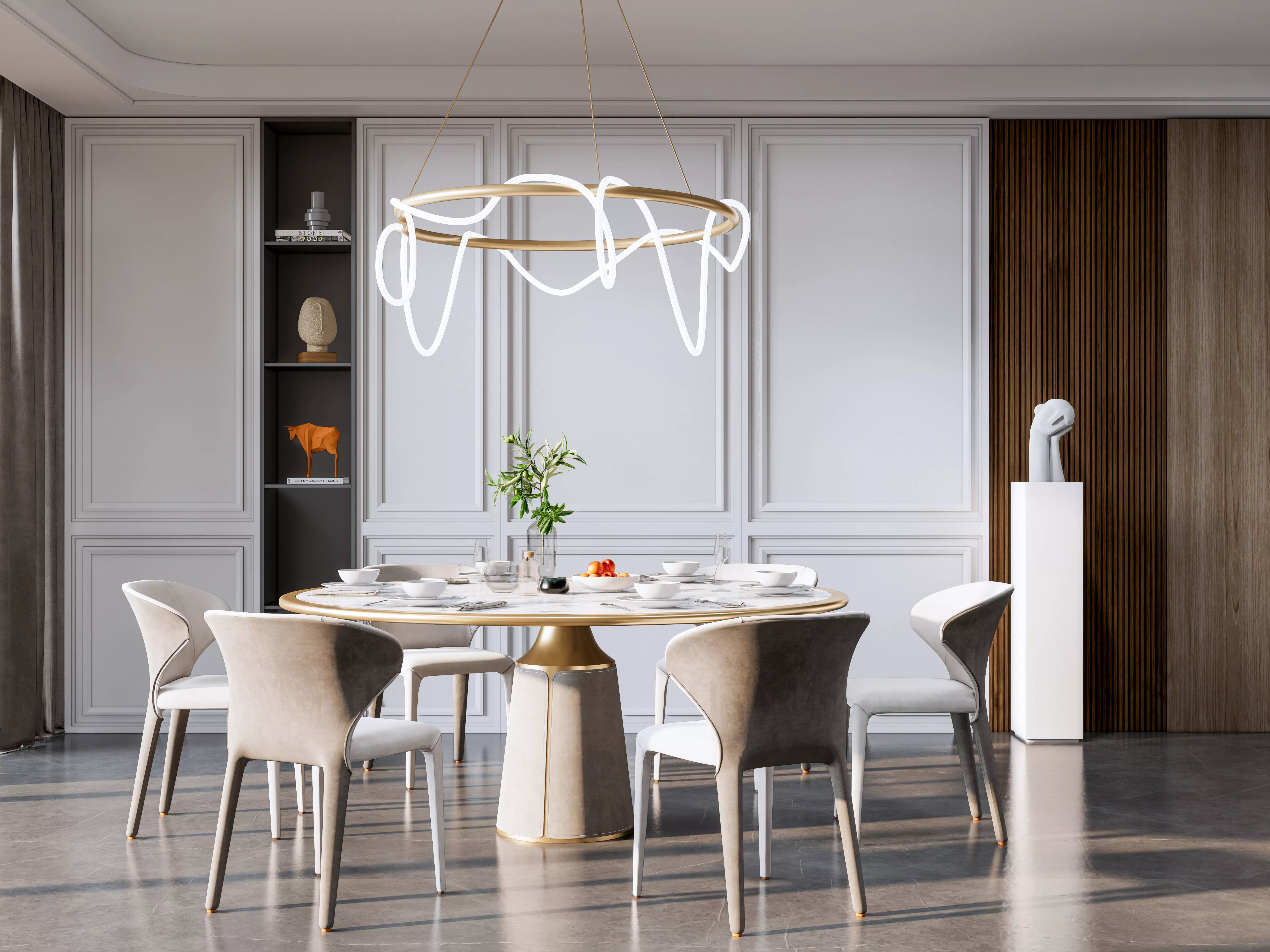 Dining room interior Dining wall Dining table full scene 10 3D model_0
