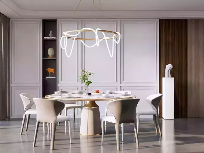 Dining room interior Dining wall Dining table full scene 10 3D model