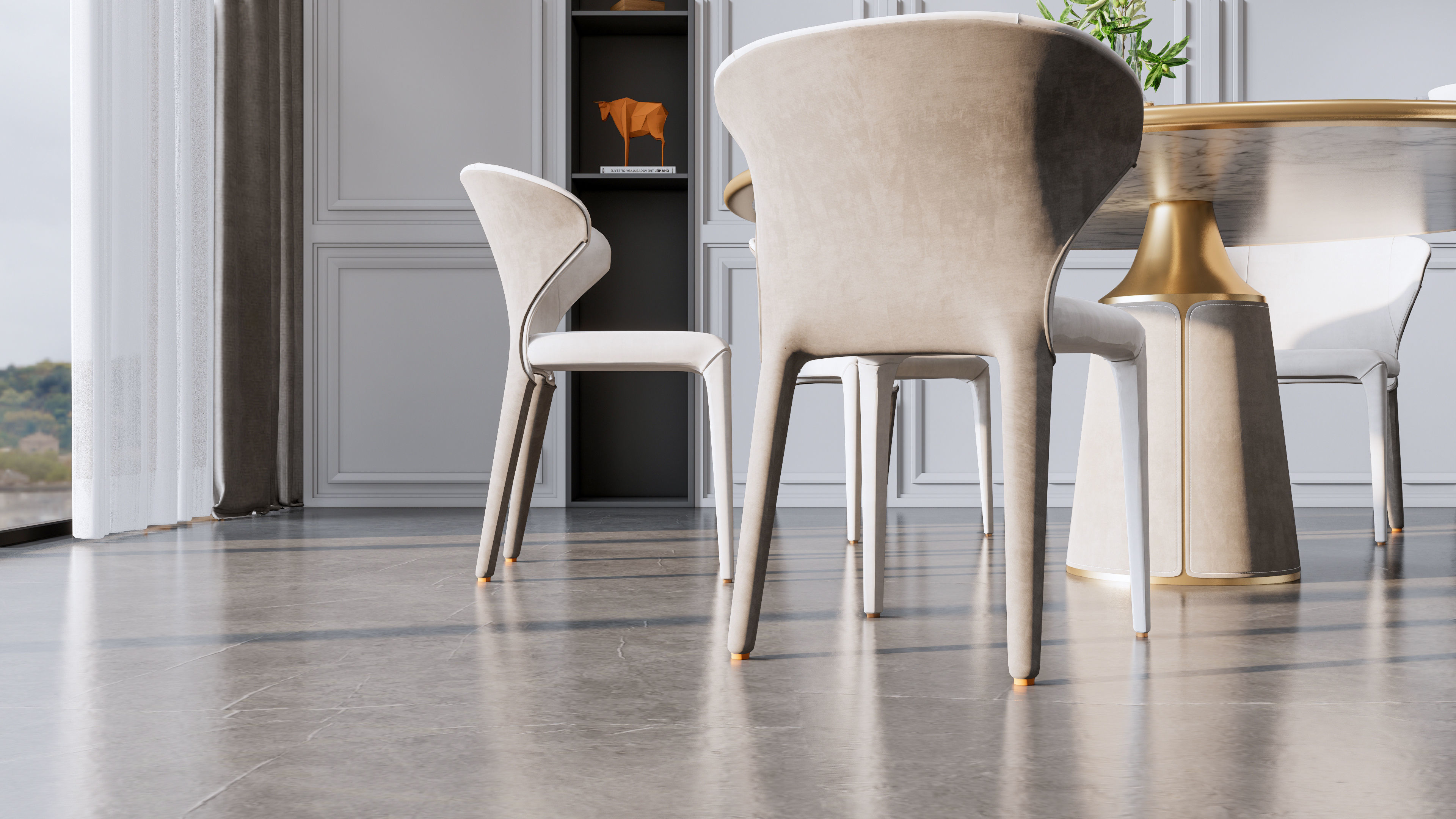 Dining room interior Dining wall Dining table full scene 10 3D model_9