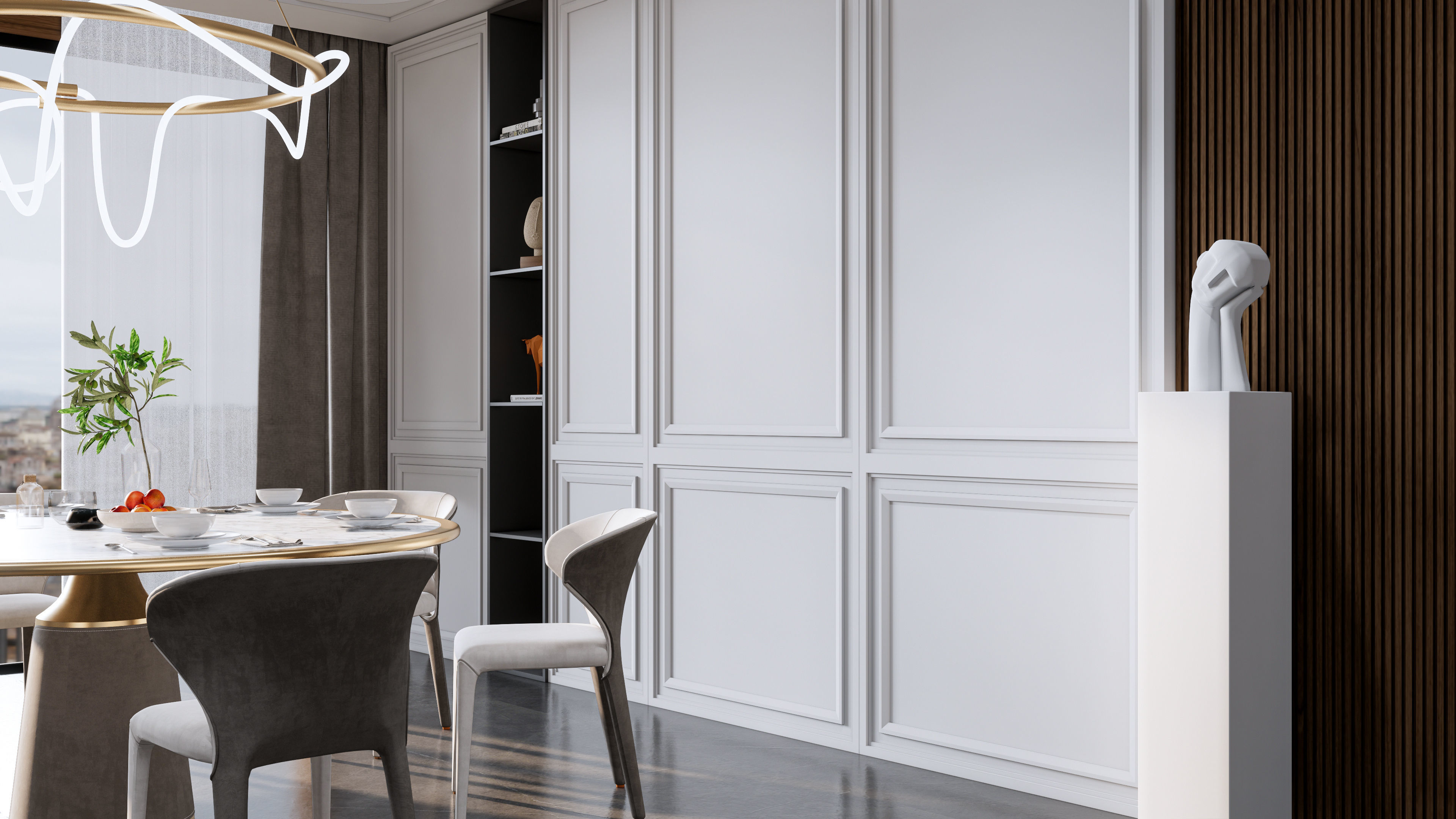 Dining room interior Dining wall Dining table full scene 10 3D model_3