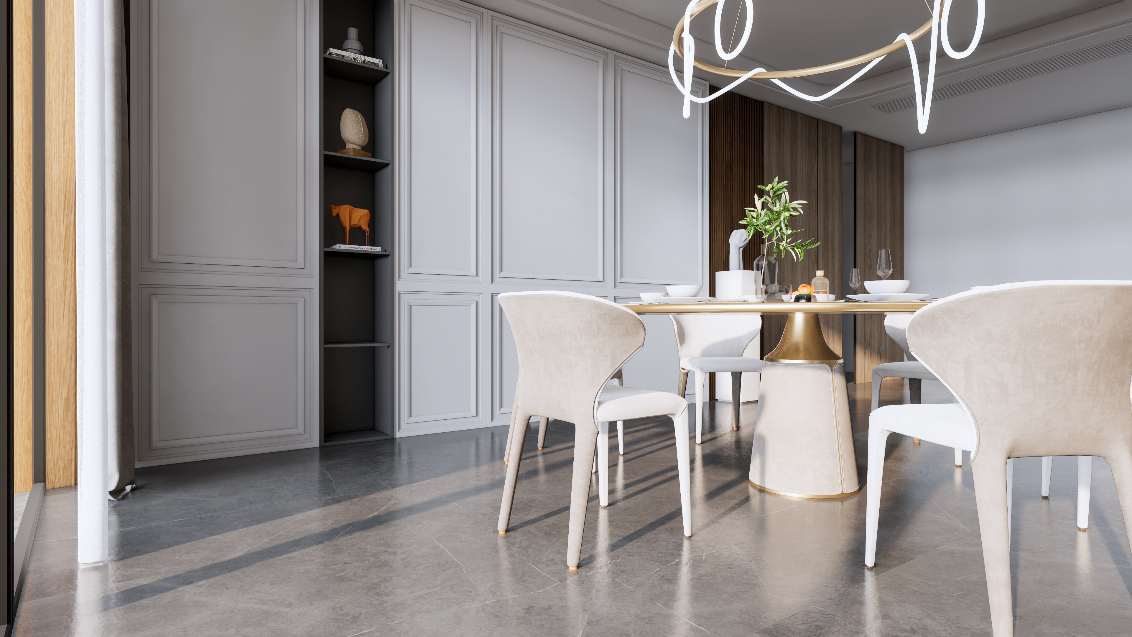 Dining room interior Dining wall Dining table full scene 10 3D model_14