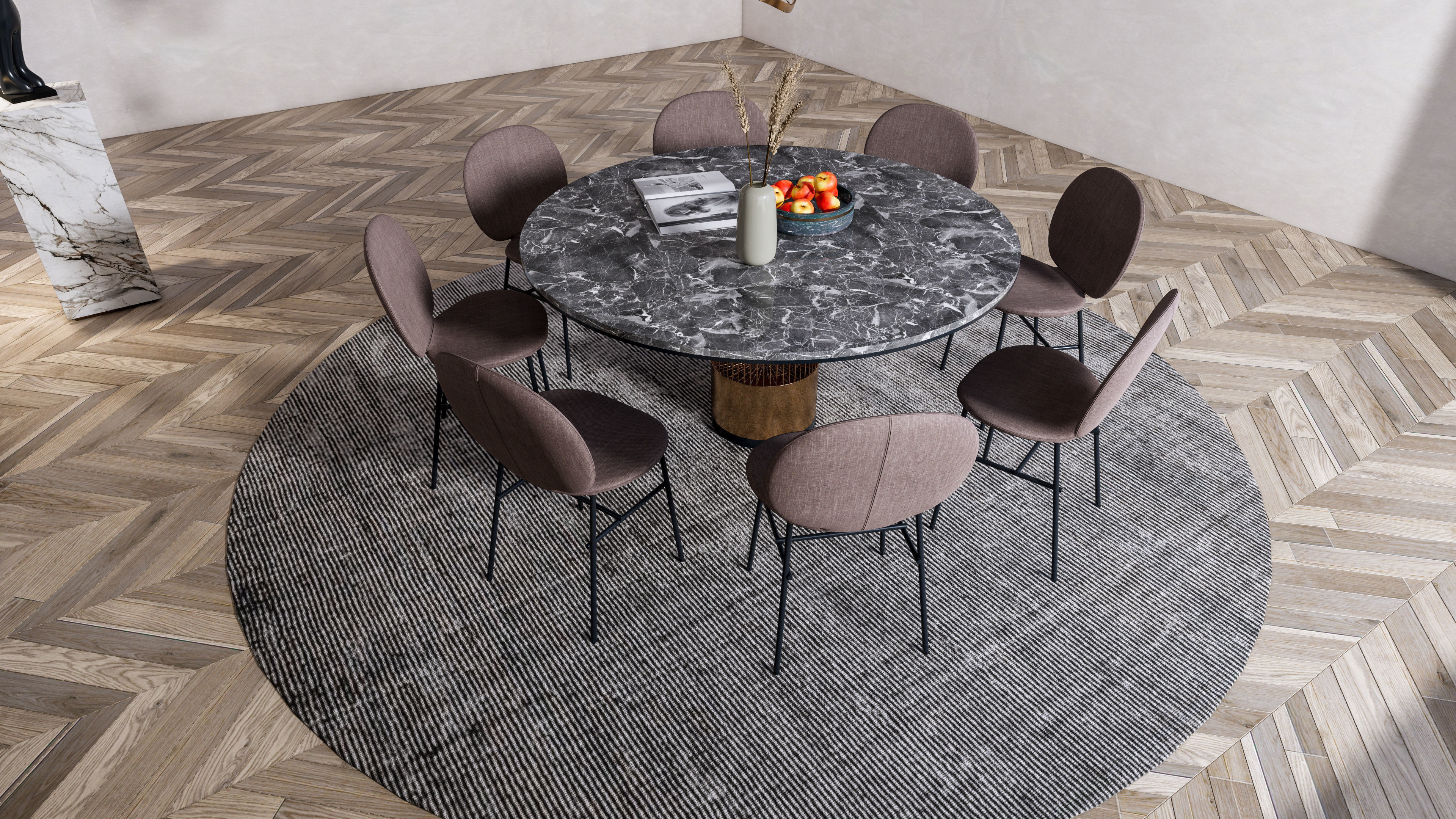 Dining room interior Dining wall Dining table full scene 13 3D model_16