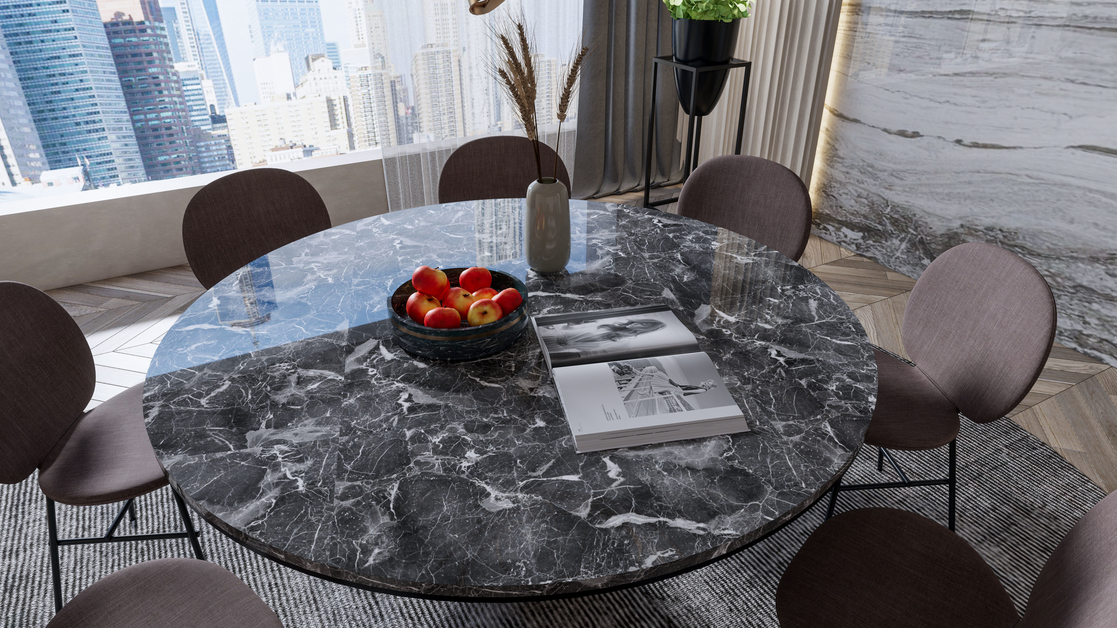 Dining room interior Dining wall Dining table full scene 13 3D model_14