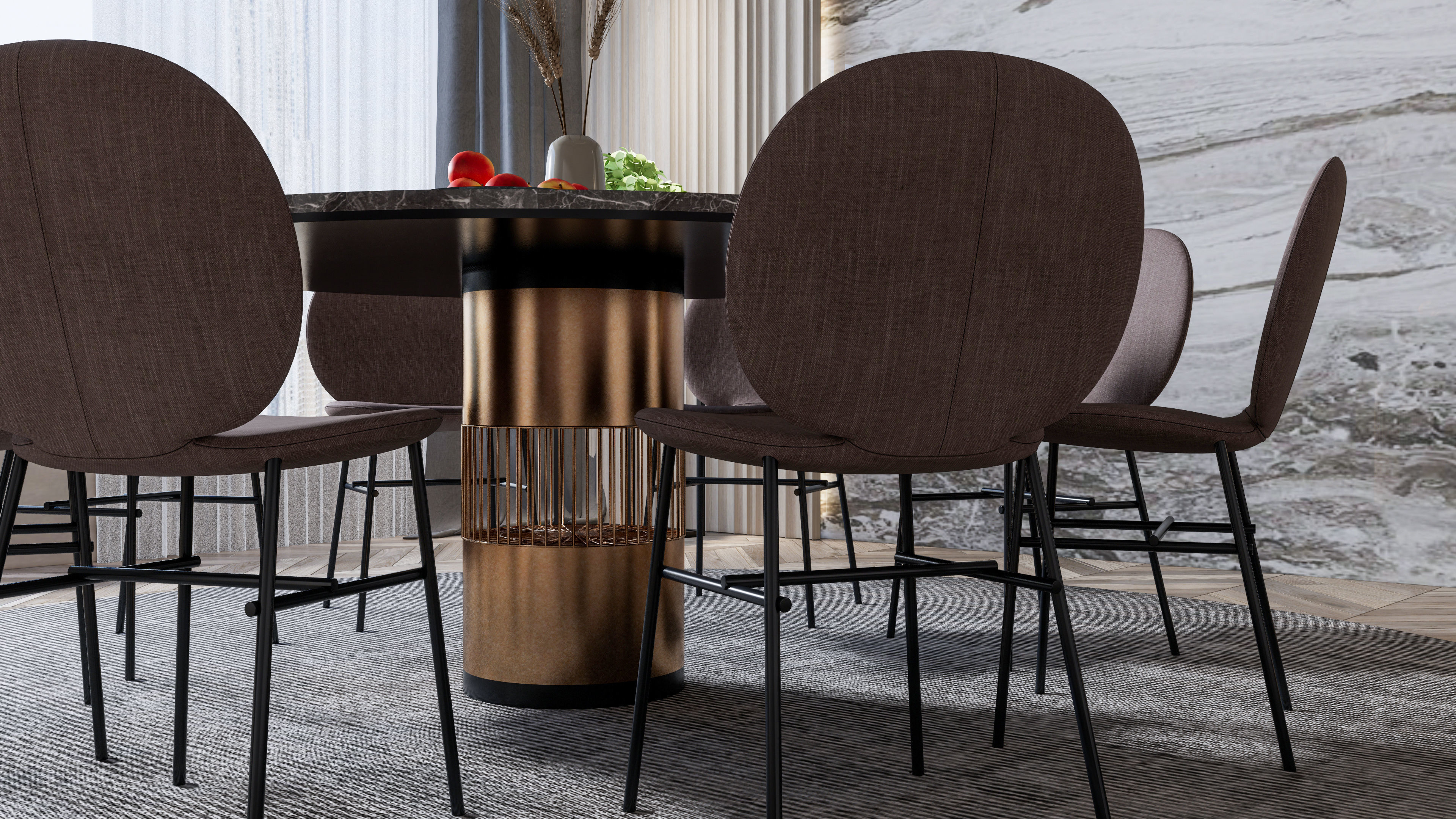 Dining room interior Dining wall Dining table full scene 13 3D model_3