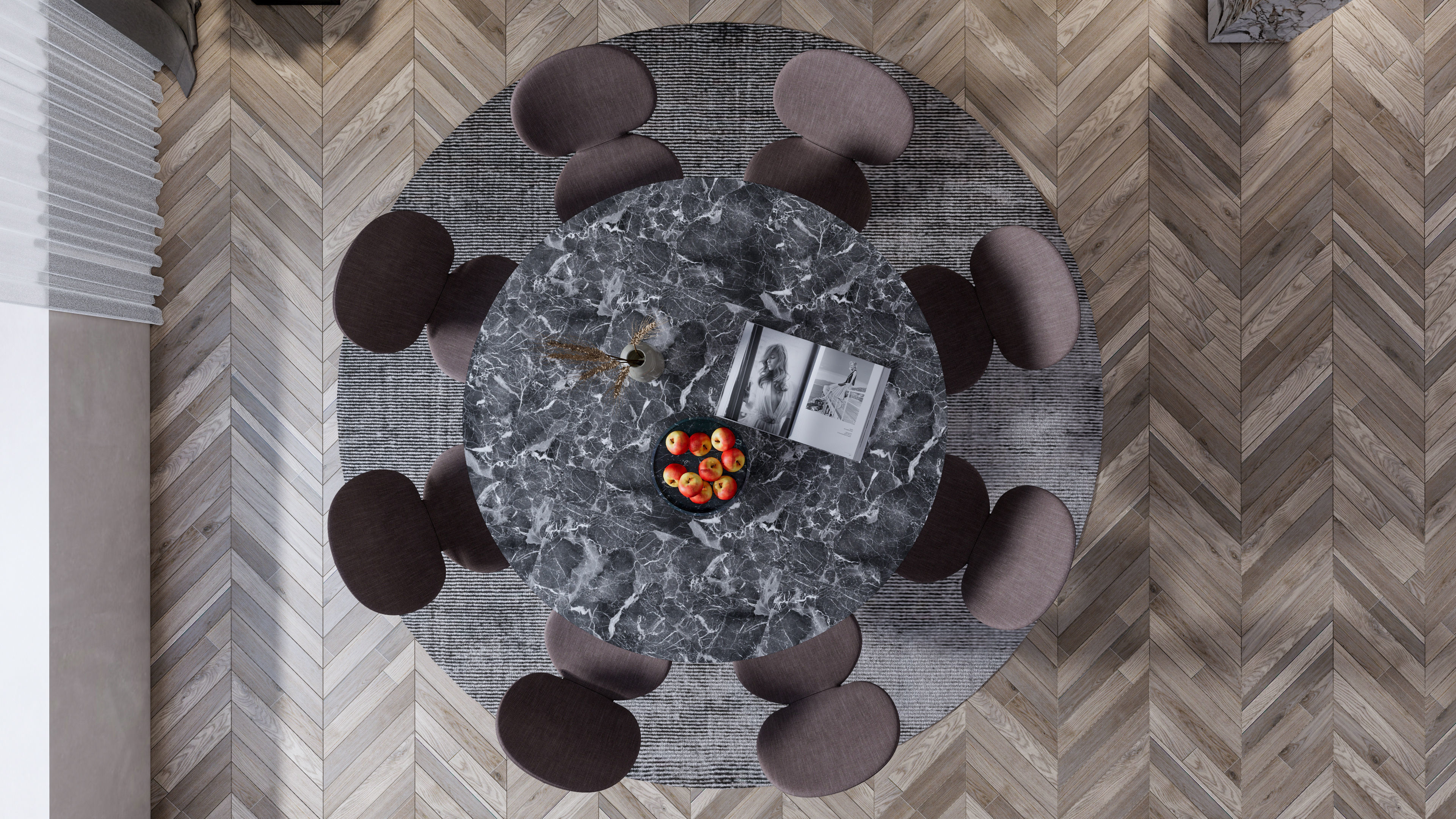 Dining room interior Dining wall Dining table full scene 13 3D model_17