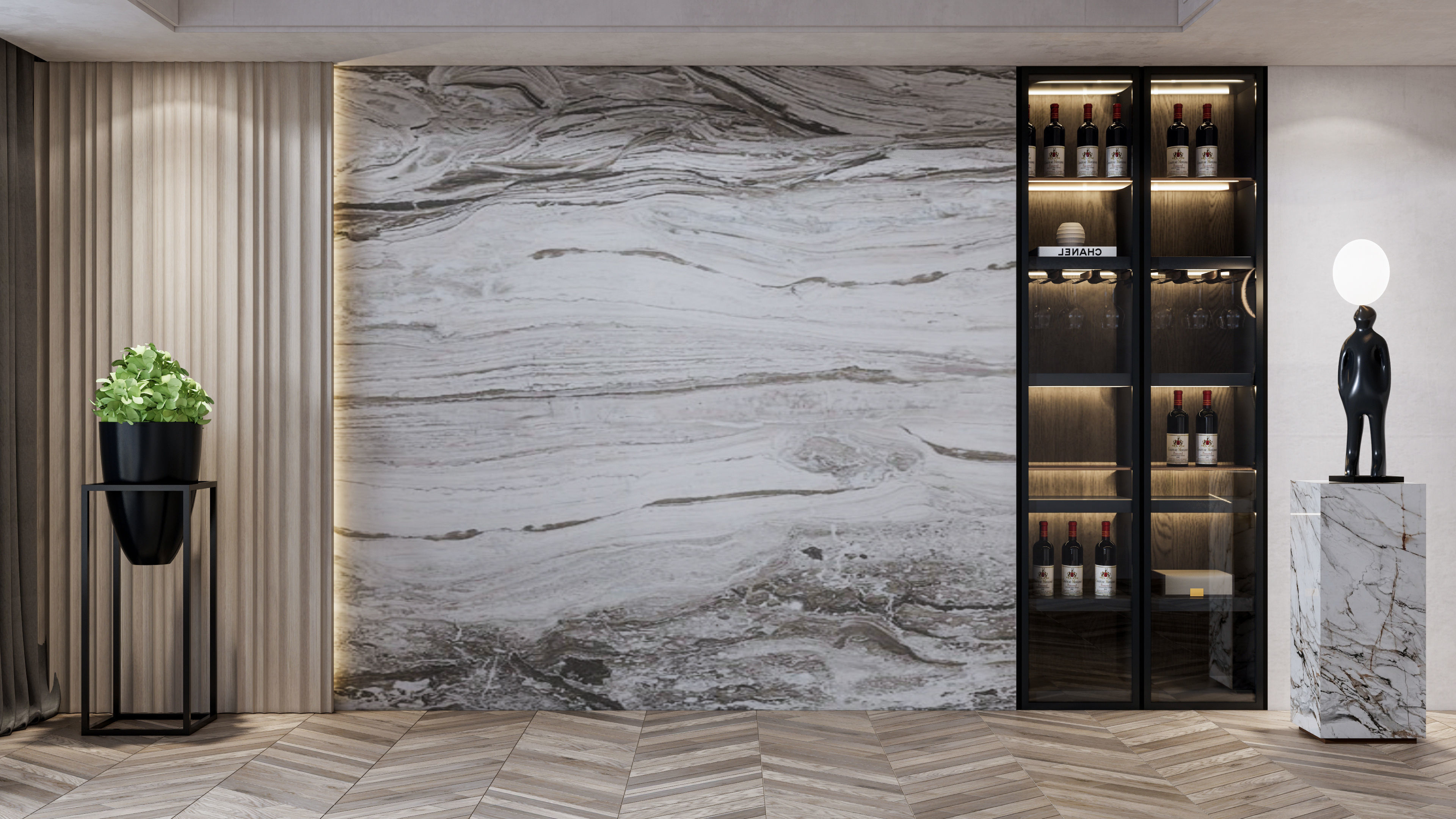 Dining room interior Dining wall Dining table full scene 13 3D model_19