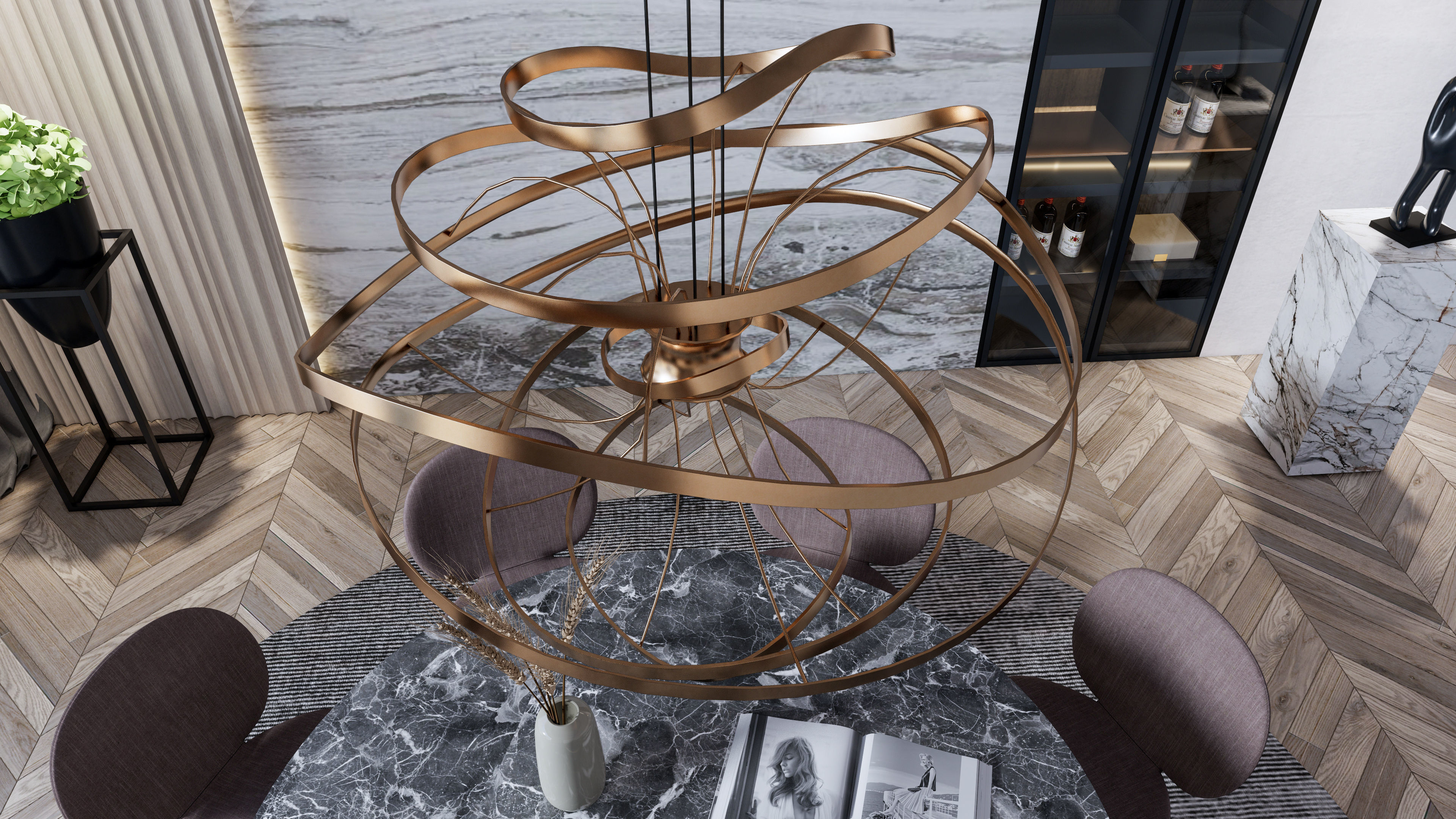 Dining room interior Dining wall Dining table full scene 13 3D model_18