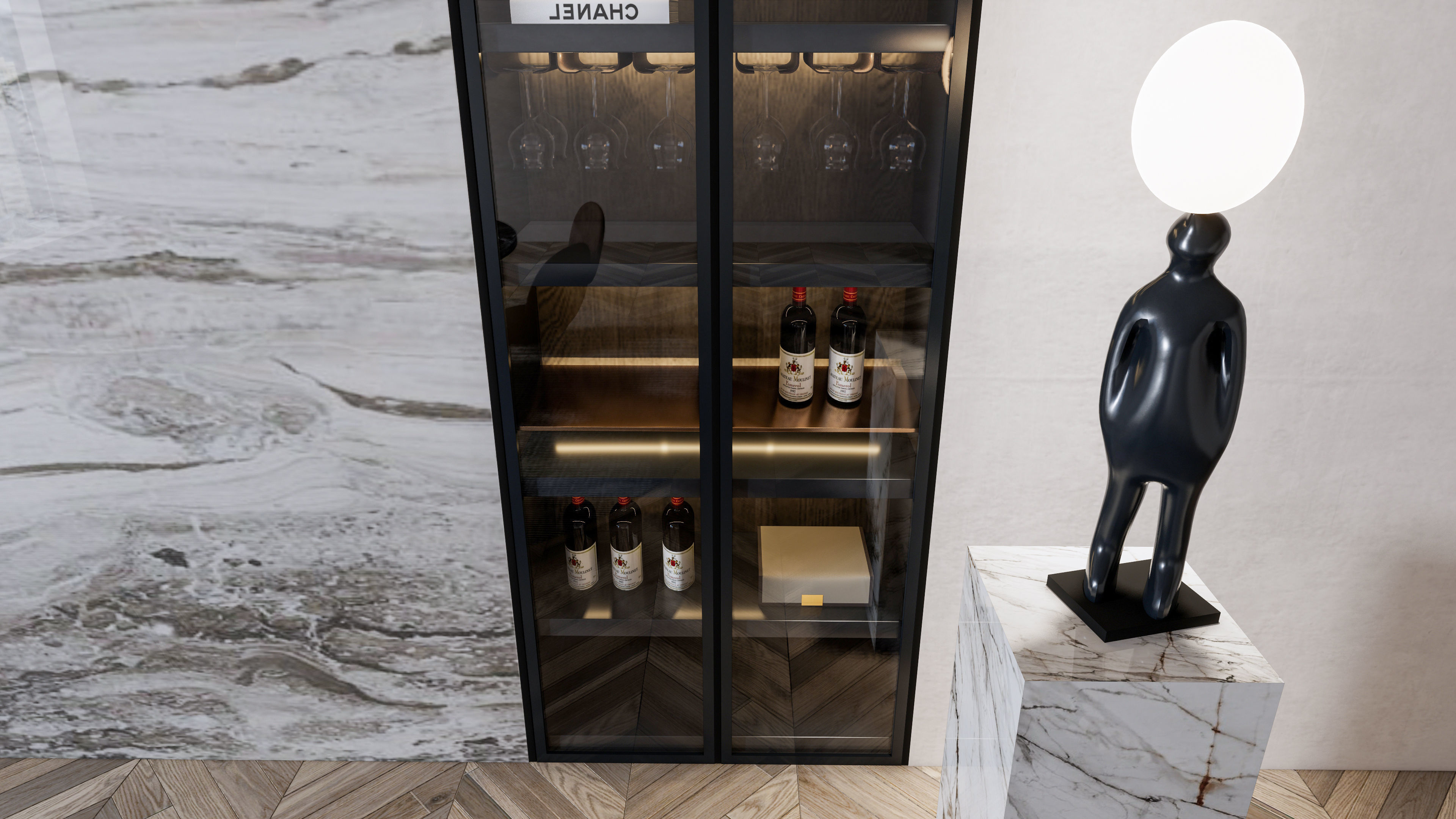 Dining room interior Dining wall Dining table full scene 13 3D model_11