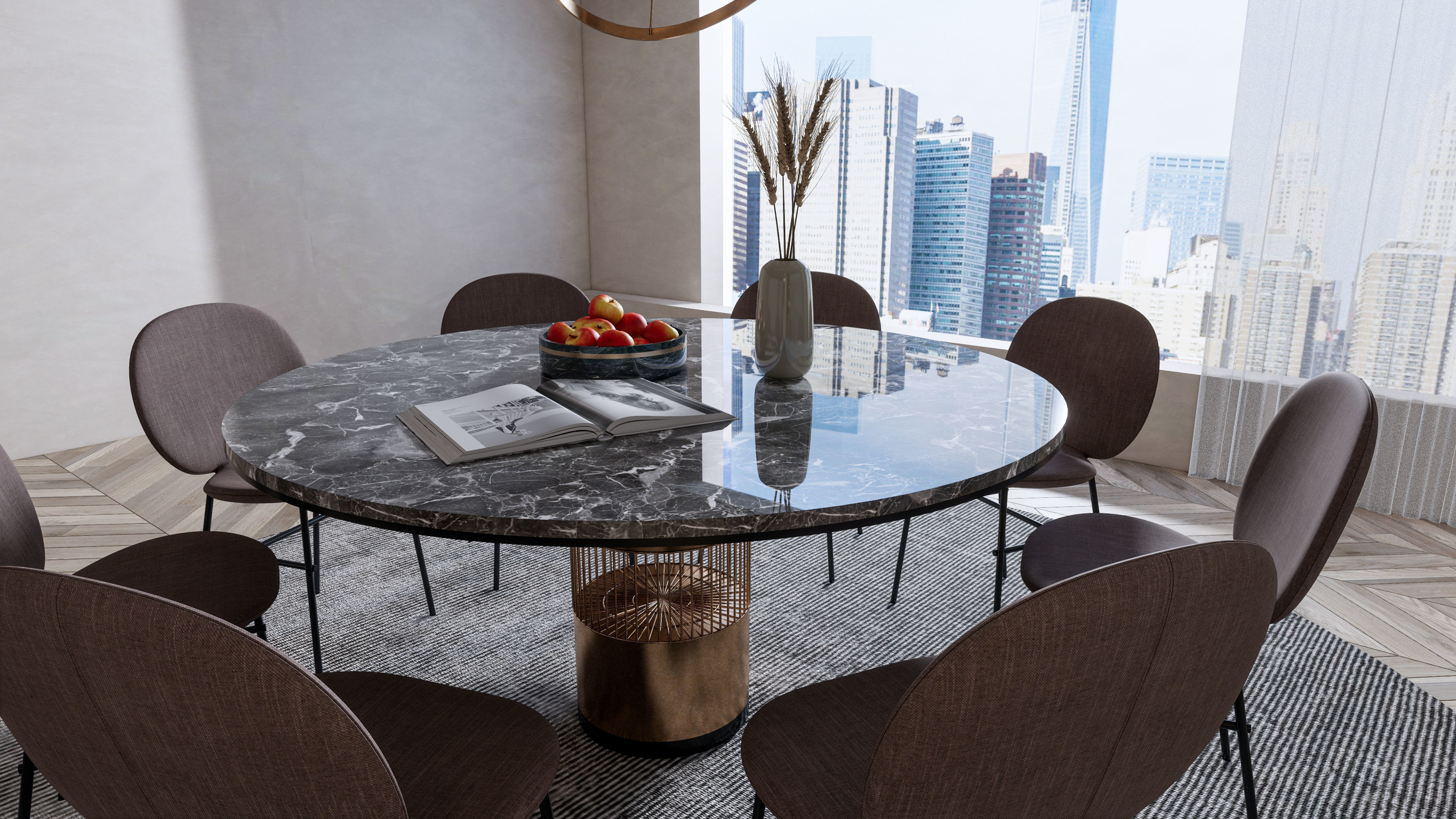 Dining room interior Dining wall Dining table full scene 13 3D model_15