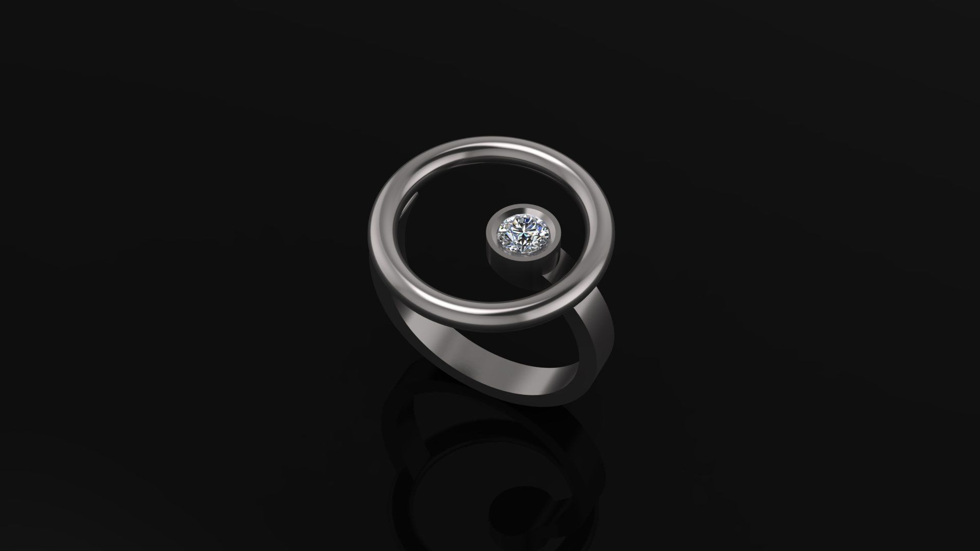 Ring Round diamond 3D print model 3D print model_3