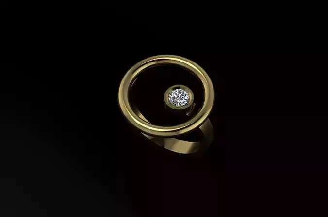 Ring Round diamond 3D print model