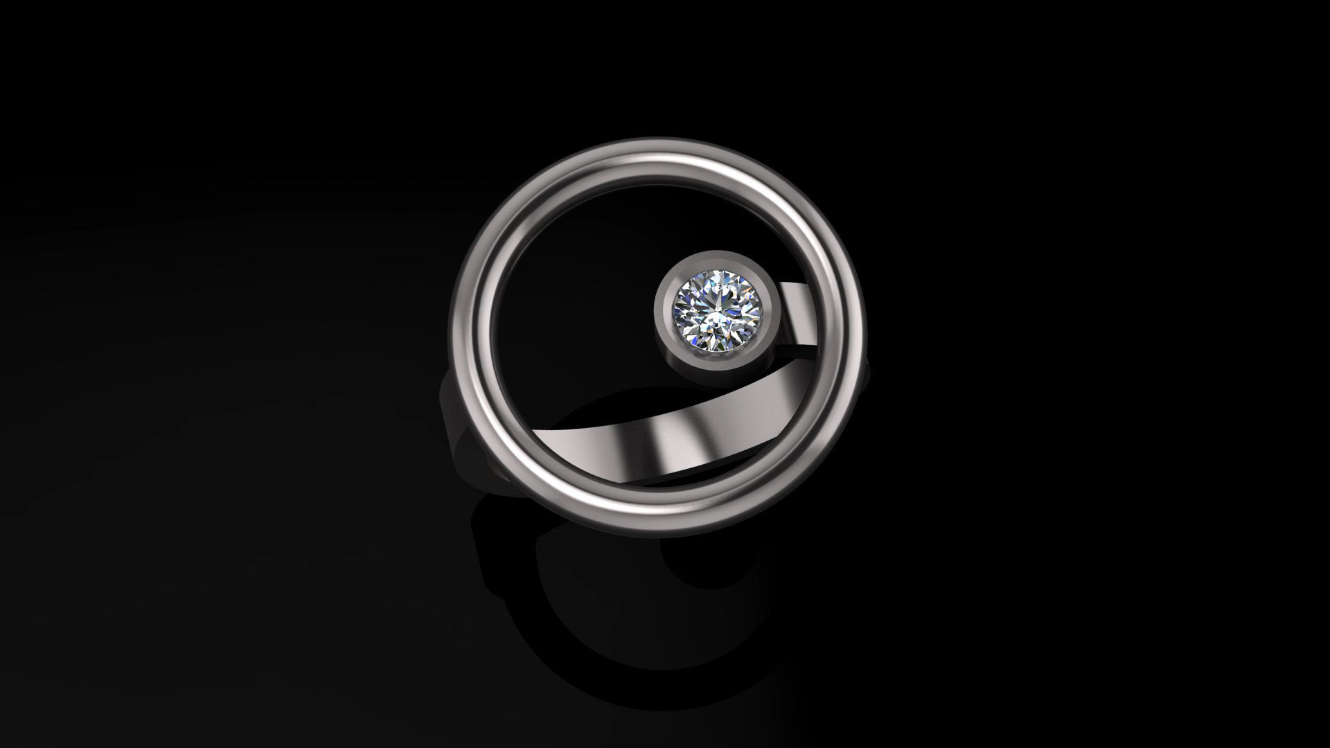 Ring Round diamond 3D print model 3D print model_2