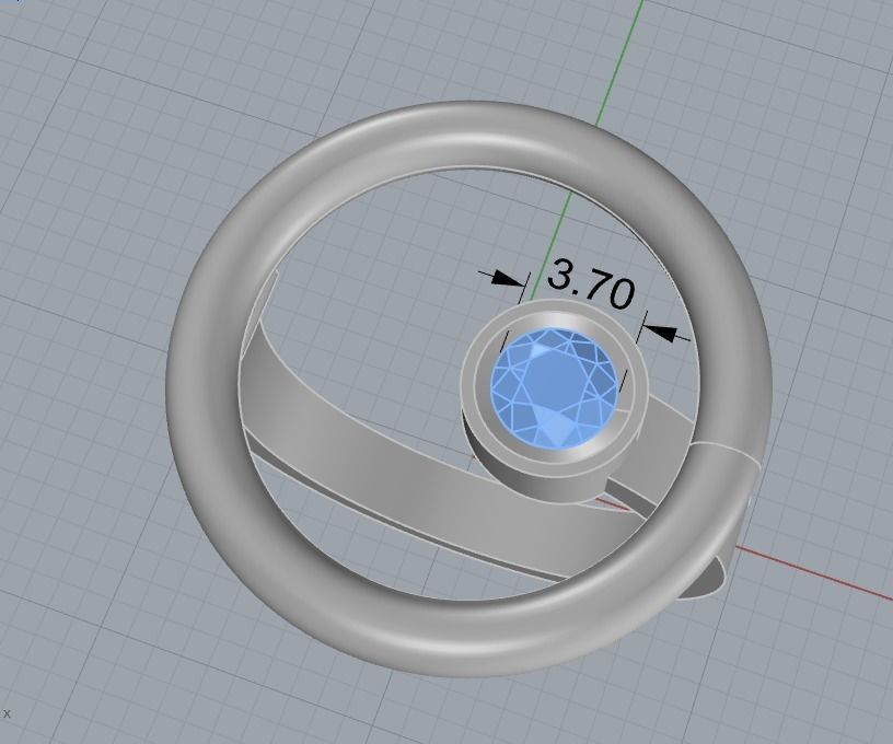 Ring Round diamond 3D print model 3D print model_6