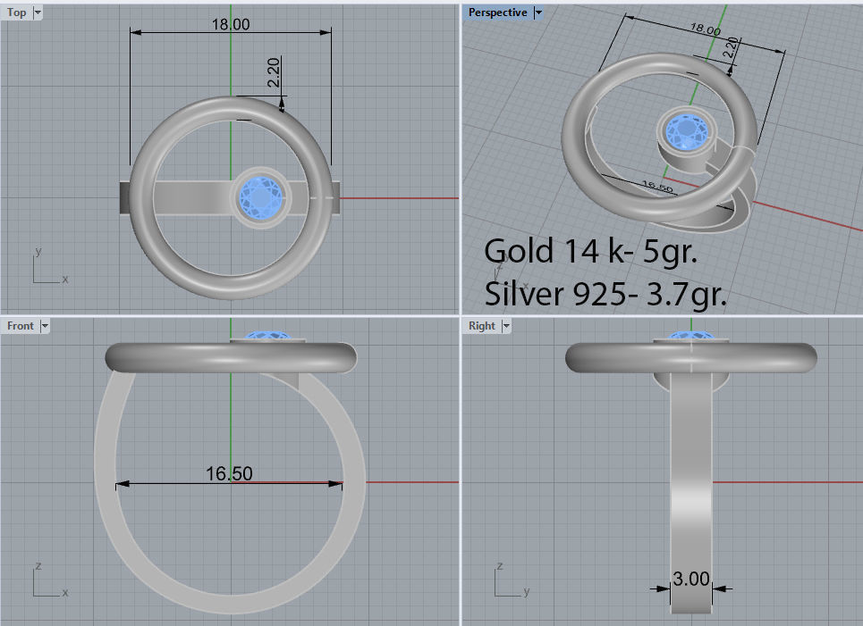 Ring Round diamond 3D print model 3D print model_5