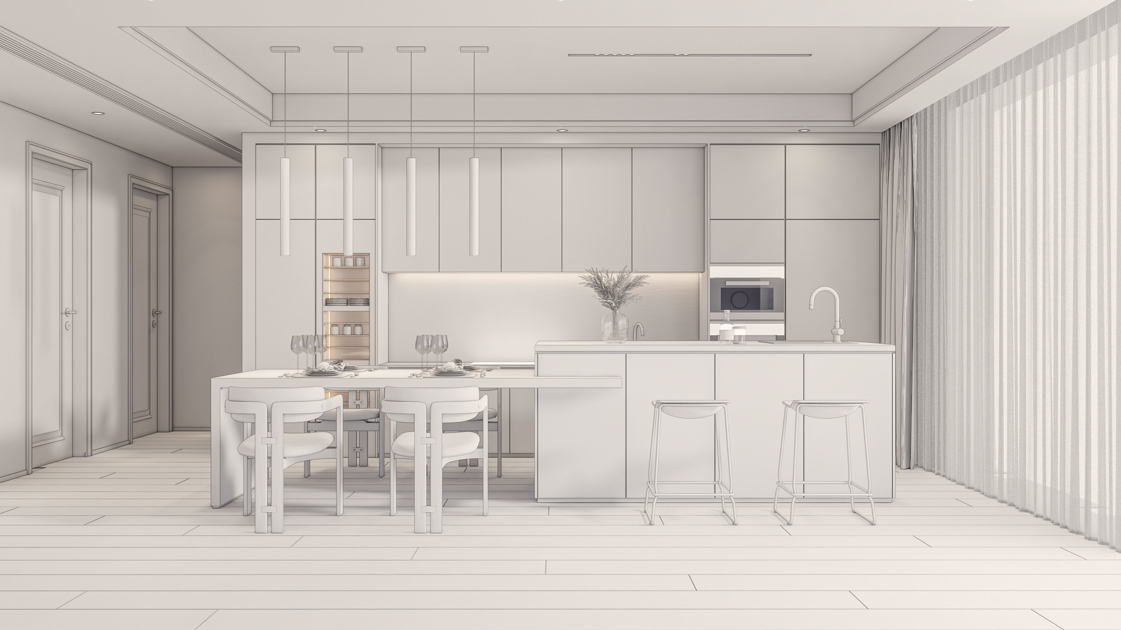 Kitchen Modern interior  0047 3D model_20