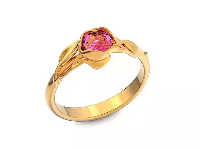 vintage Leaves flower Engagement Ring 1060