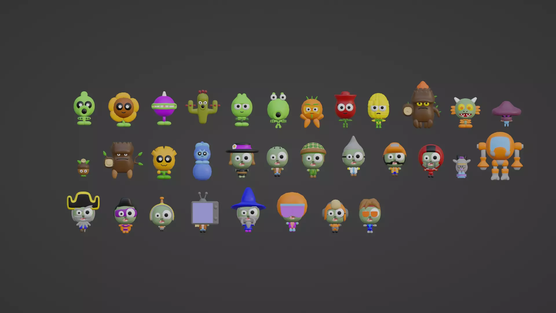 PVZ Shooters Plush Pack Free 3D model