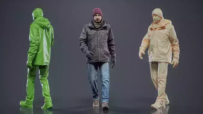 Winter Hiking Man Walking 002 RAW Scan