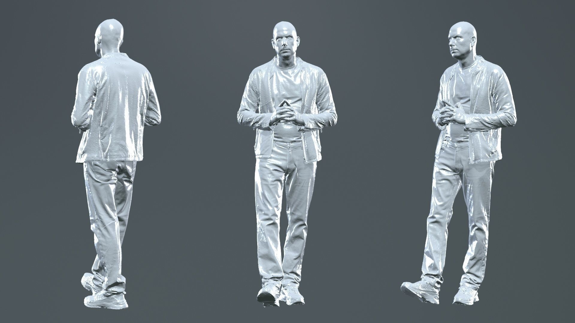 Tough Guy In Leather Jacket 008 RAW Scan 3D model_12