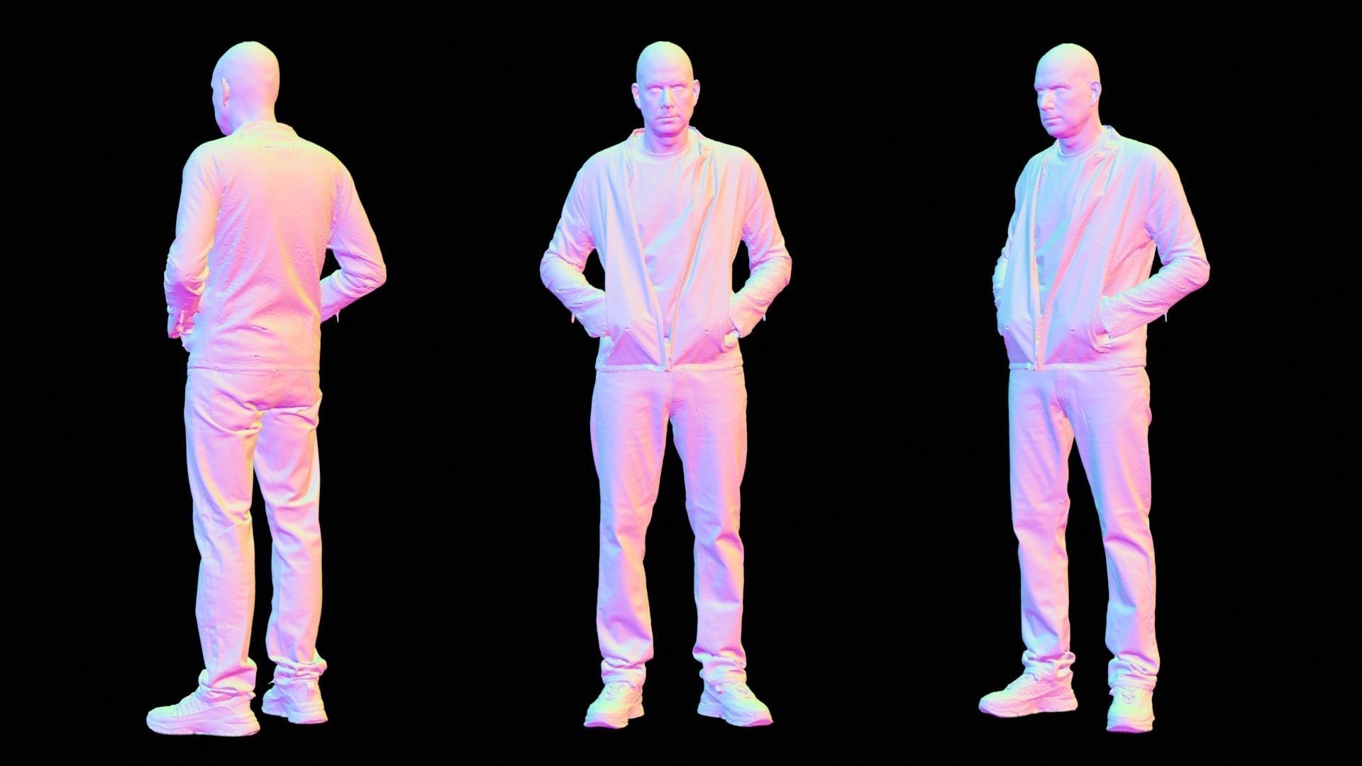 Tough Guy In Leather Jacket 002 RAW Scan 3D model_13