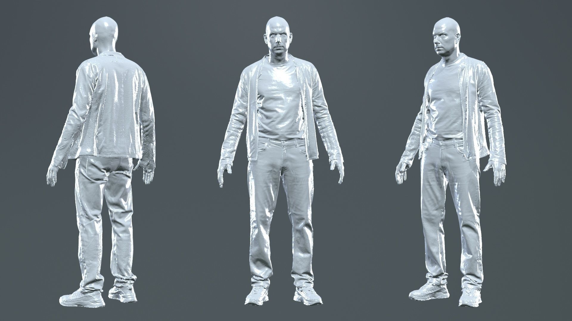 Tough Guy In Leather Jacket 001 RAW Scan 3D model_12