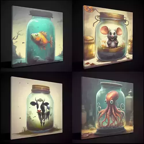 Creatures in a Jar Paintings One 3D Model Collection