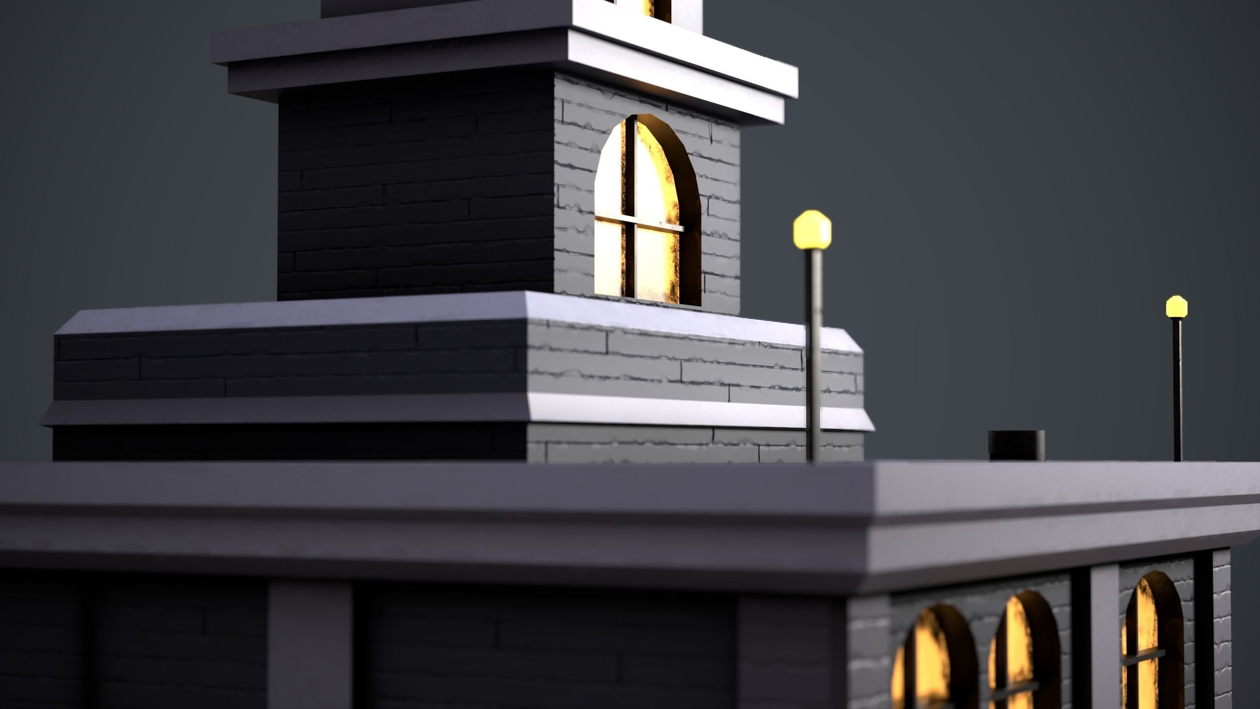 Stylized Police Station Low-poly 3D model_7
