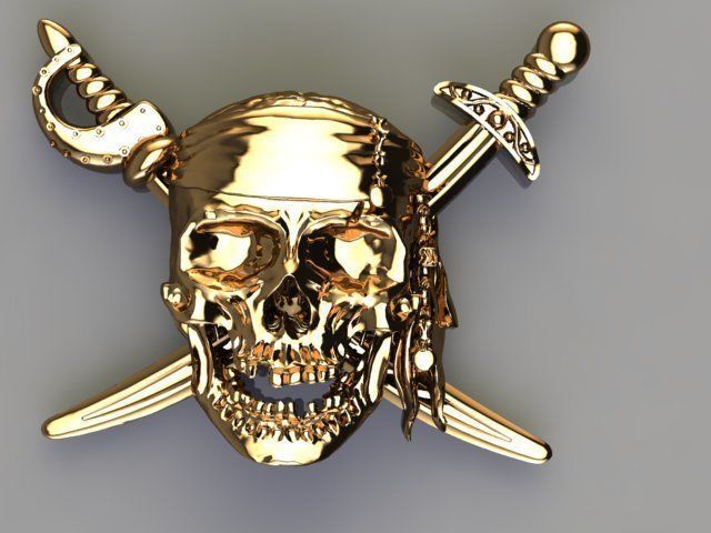 pirate skull zbrush version  3D print model_2