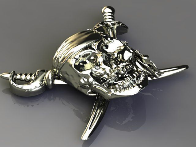 pirate skull zbrush version  3D print model_9
