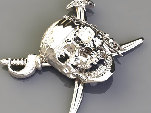 pirate skull zbrush version  3D print model_12