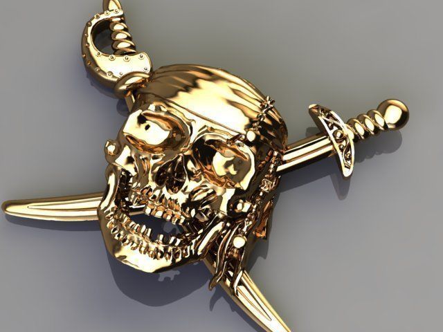 pirate skull zbrush version  3D print model_3