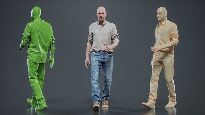 Sloppy Shirt Man Walking 003 RAW Scan 3D model