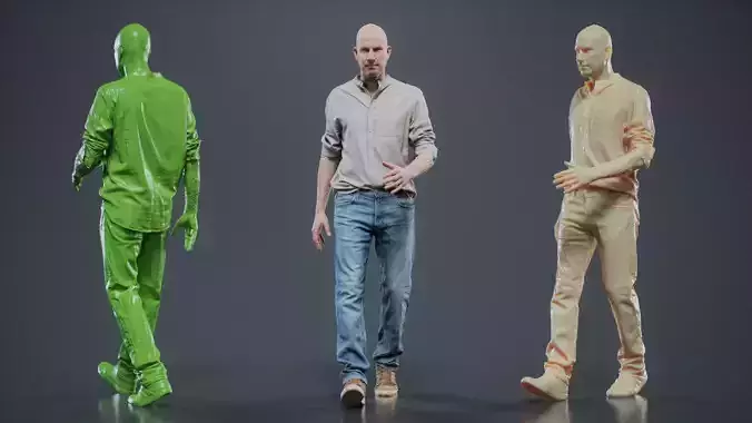 Sloppy Shirt Man Walking 003 RAW Scan