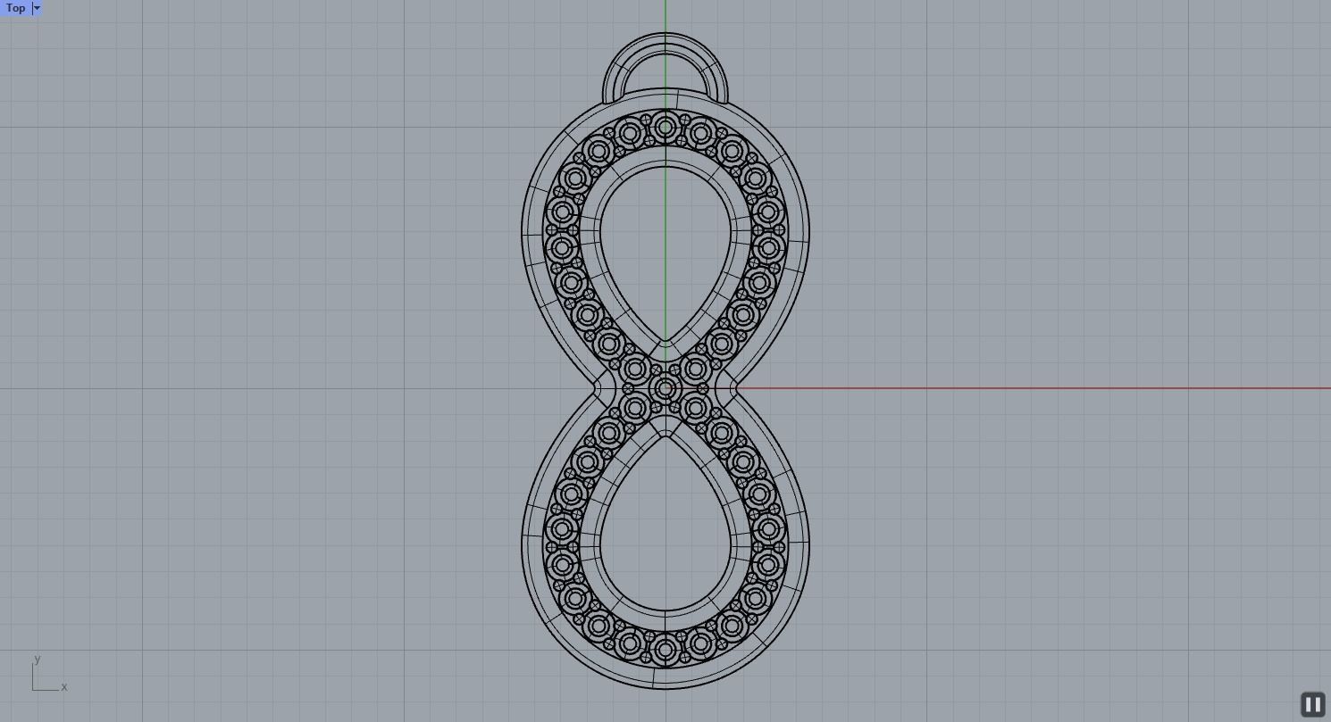 8 Shaped Earring with gems 3D print model_6