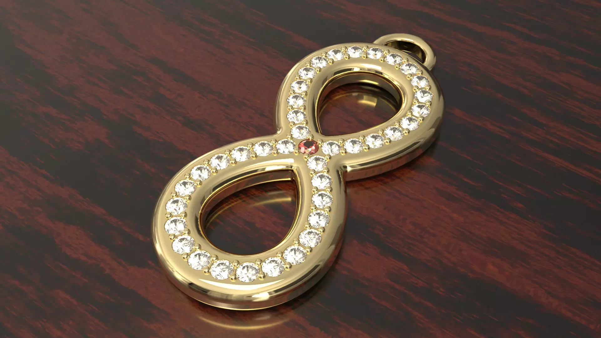 8 Shaped Earring with gems 3D print model_0