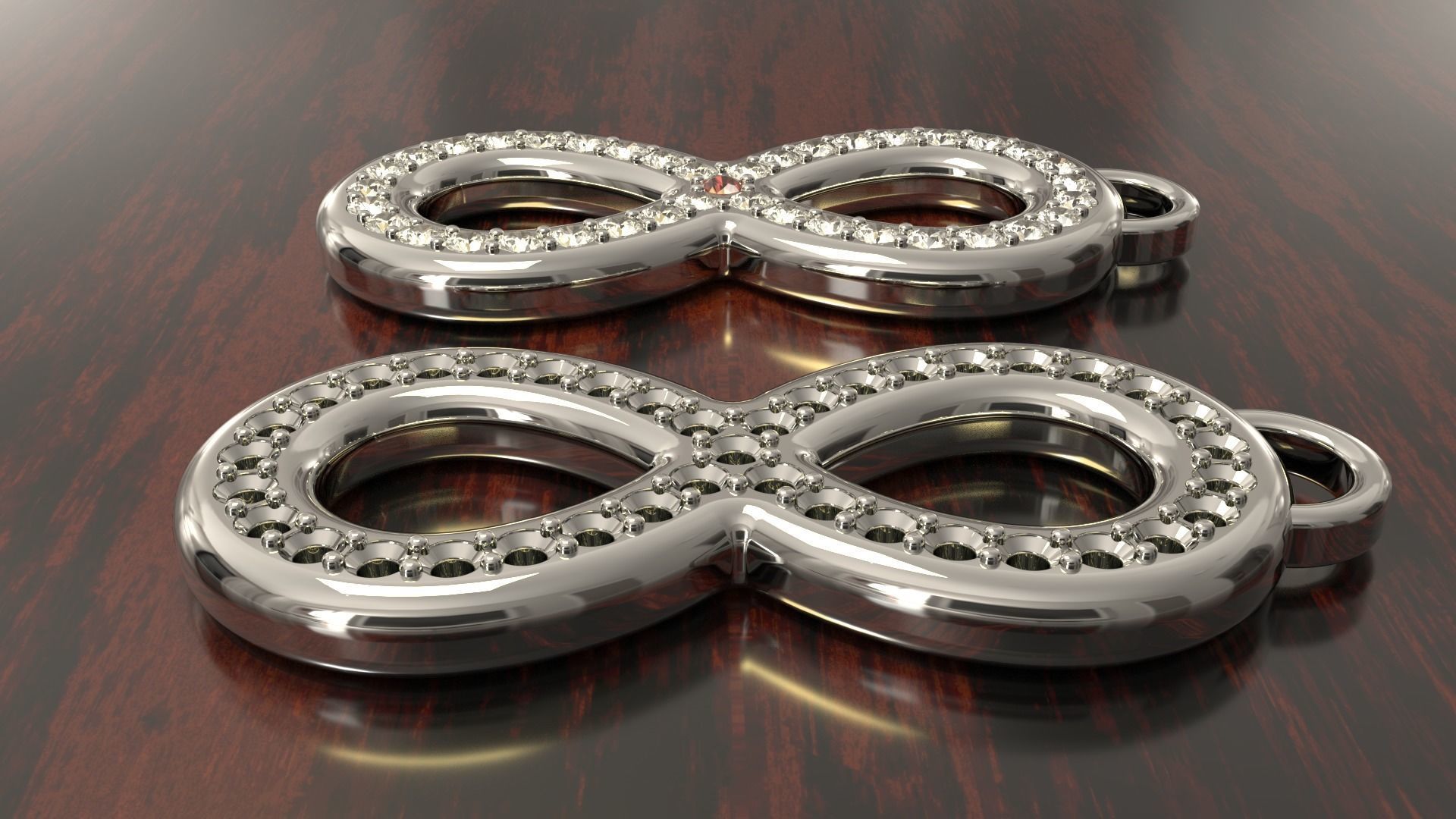 8 Shaped Earring with gems 3D print model_2