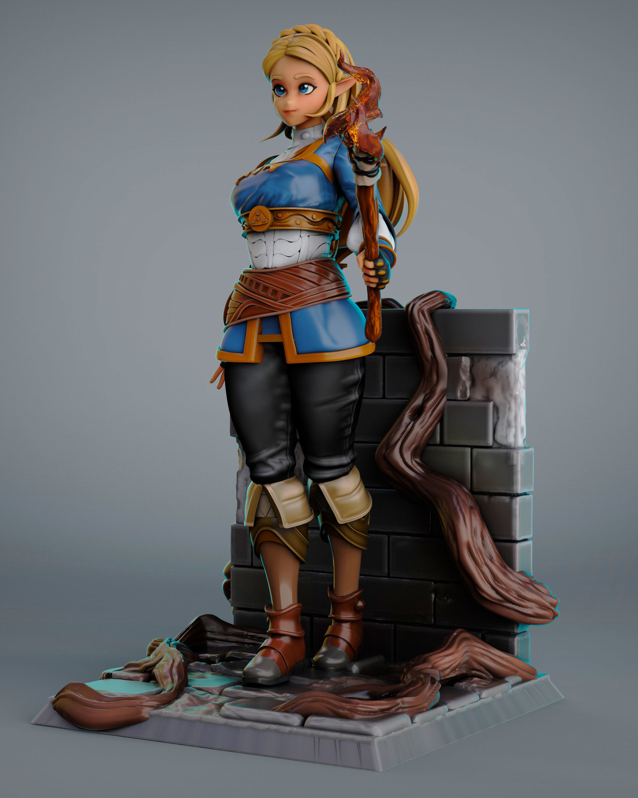 princes zelda for 3Dprint more figure nonsplit 3D print model_2